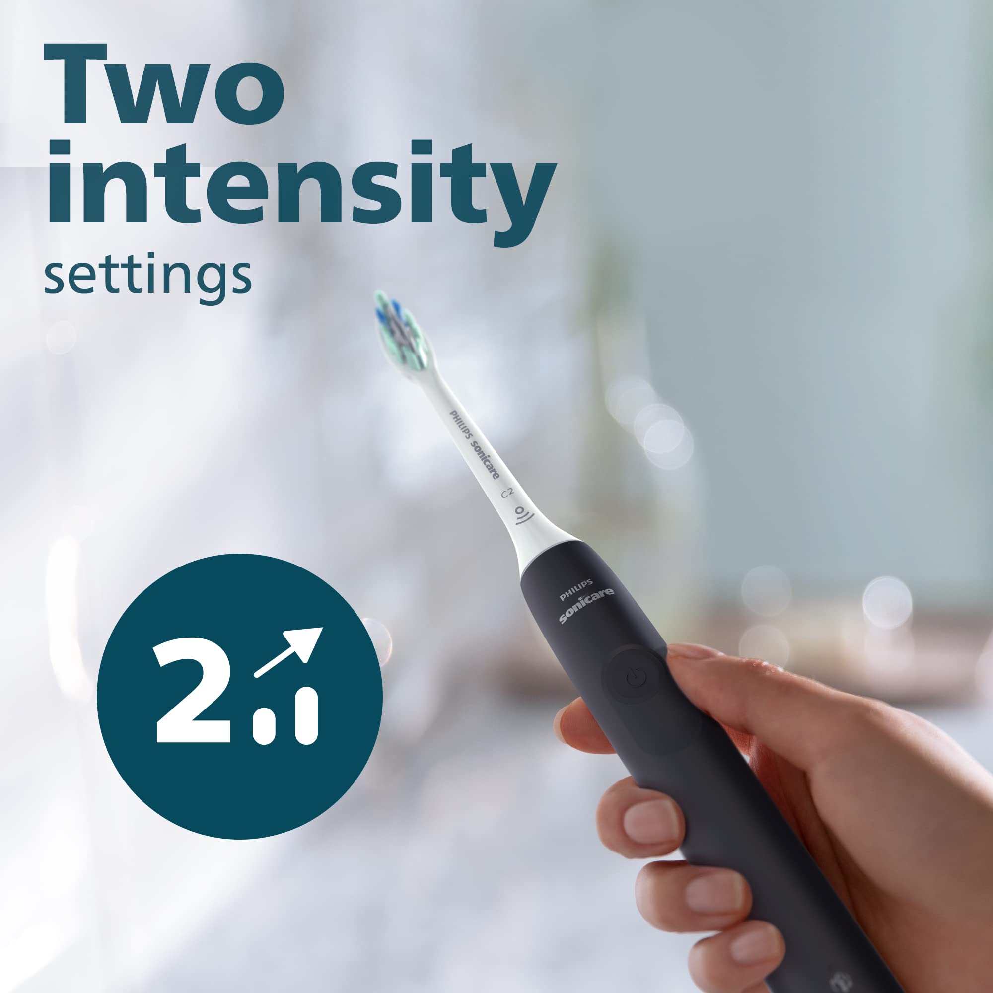 Philips Sonicare 4100 Rechargeable Electric Toothbrush with Pressure Sensor - HX3681/24 Black | Professional Teeth Cleaning for Whitening & Gum Care | Perfect for Travel & Daily Oral Hygiene