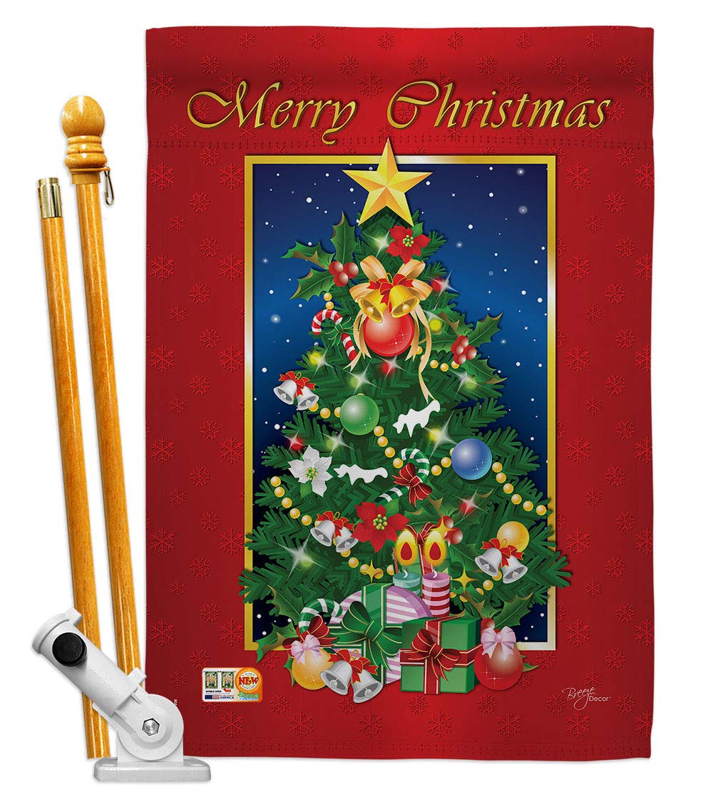 Festive Merry Christmas Tree House Flag Set 28