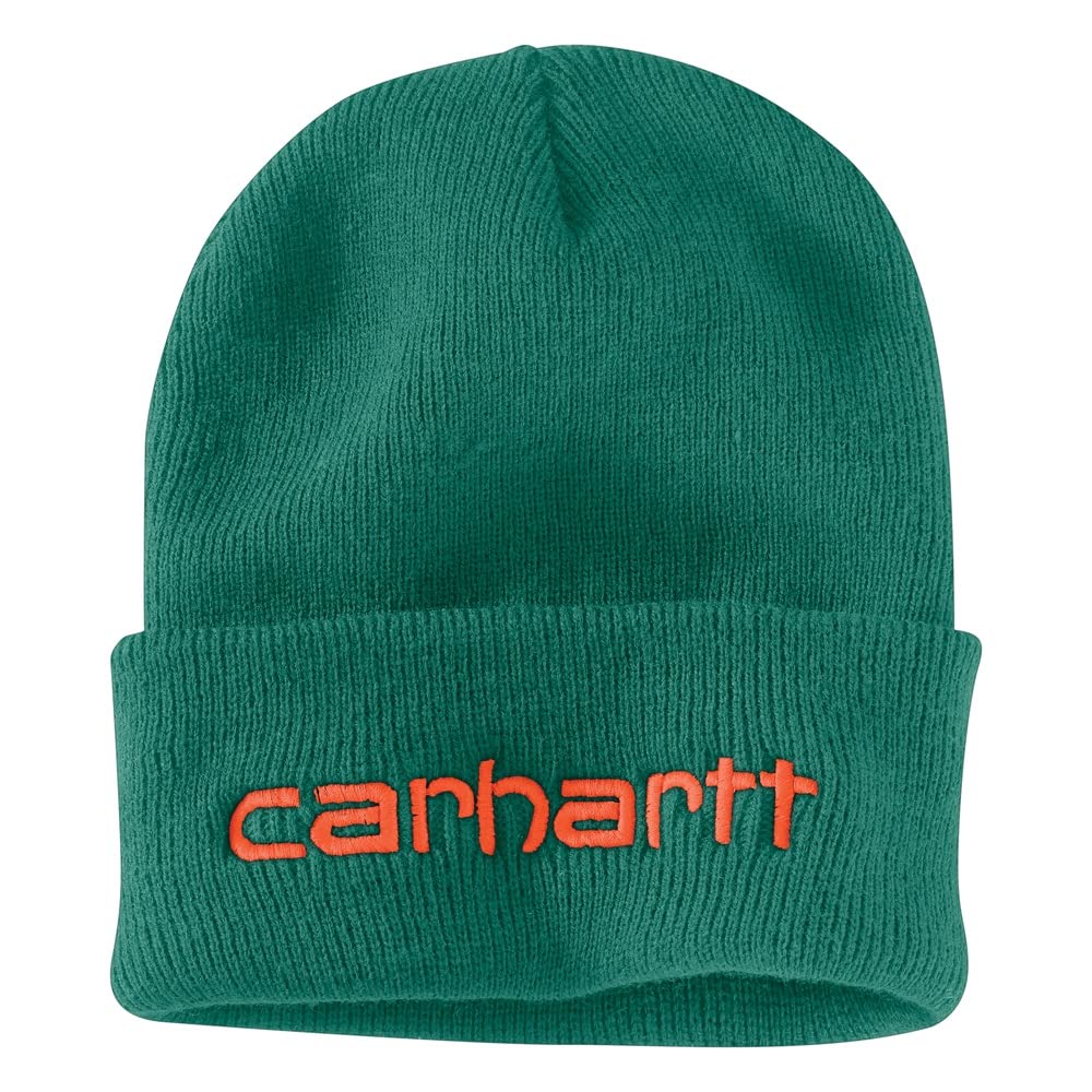 Carhartt Men's Knit Insulated Logo Graphic Cuffed Beanie Hat for Winter Outdoor Activities - Hunting, Skiing & Snowboarding