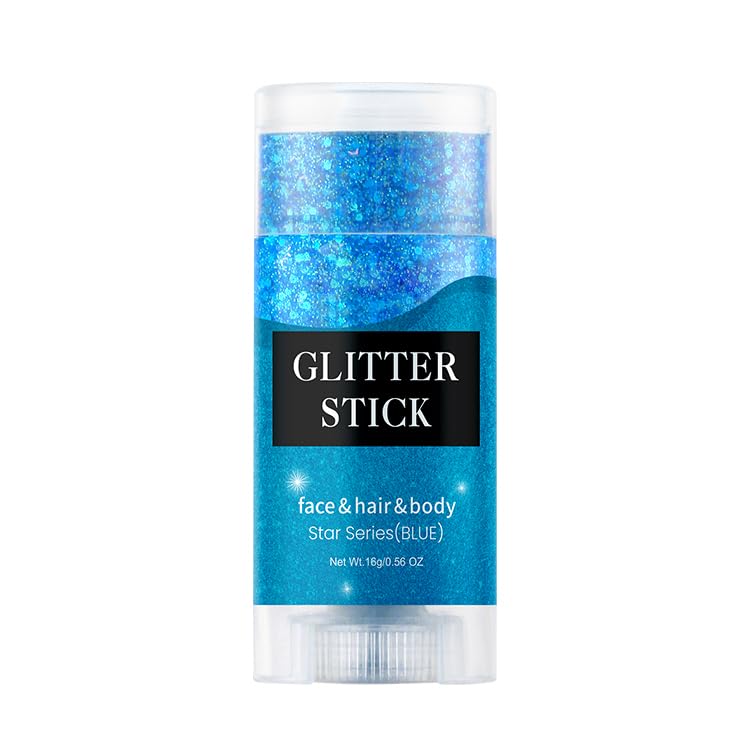 **Blue Holographic Body Glitter Stick - Sparkling Face & Body Glitter Makeup for Women - Perfect for Parties, Festivals, and Cosplay**