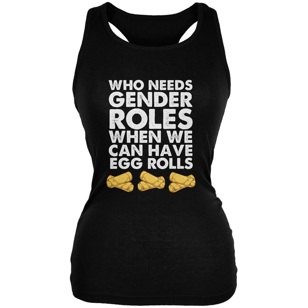 Black Juniors Soft Tank Top - Comfortable & Stylish Egg Roll Design | Perfect for Casual Wear, Gym, and Everyday Outfits