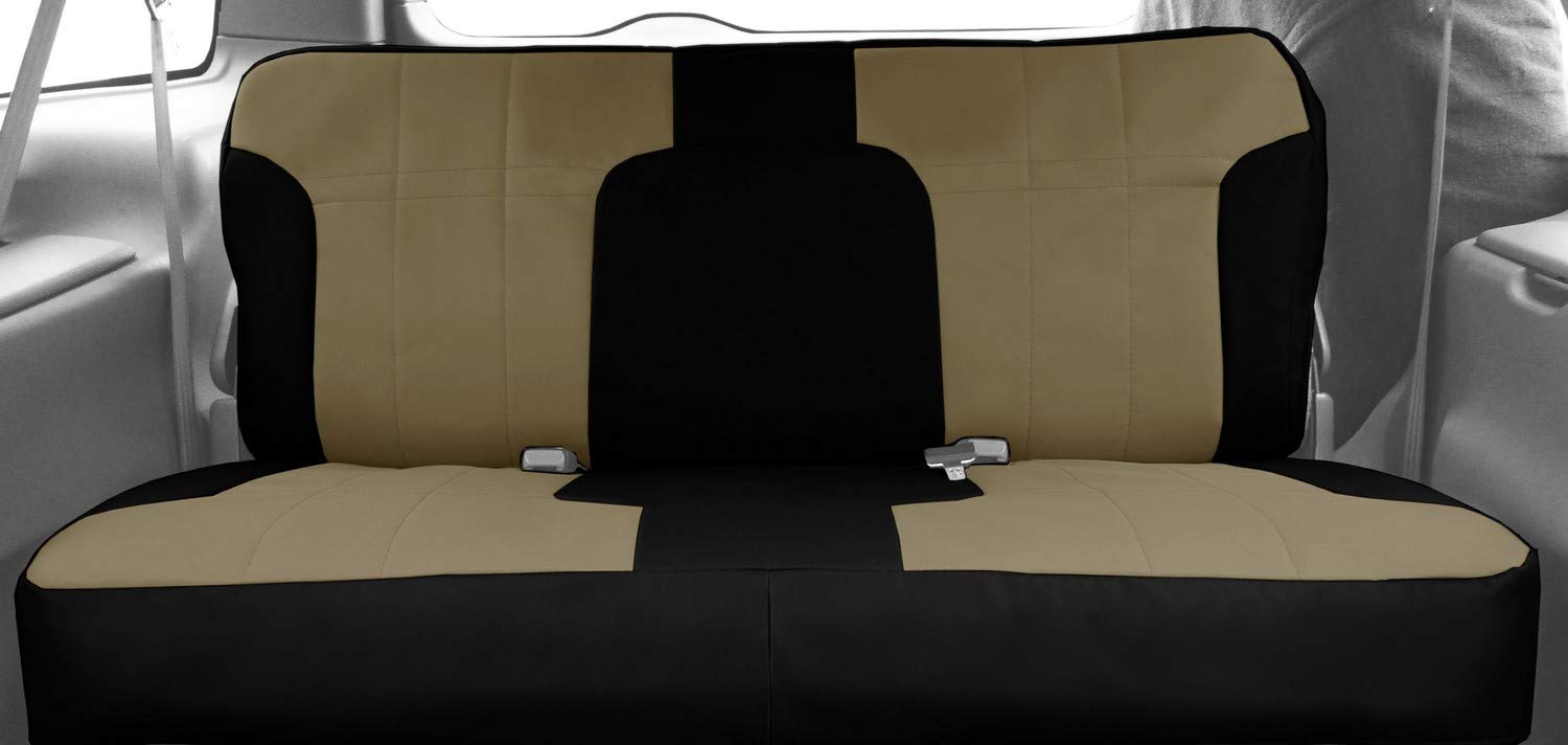 CalTrend Durable Cordura Seat Covers for 1996-1999 Chevy Astro & GMC Safari - Beige with Black Trim | Heavy-Duty Bench Seat Protection for Vans & SUVs | Perfect for Family Road Trips & Outdoor Adventures