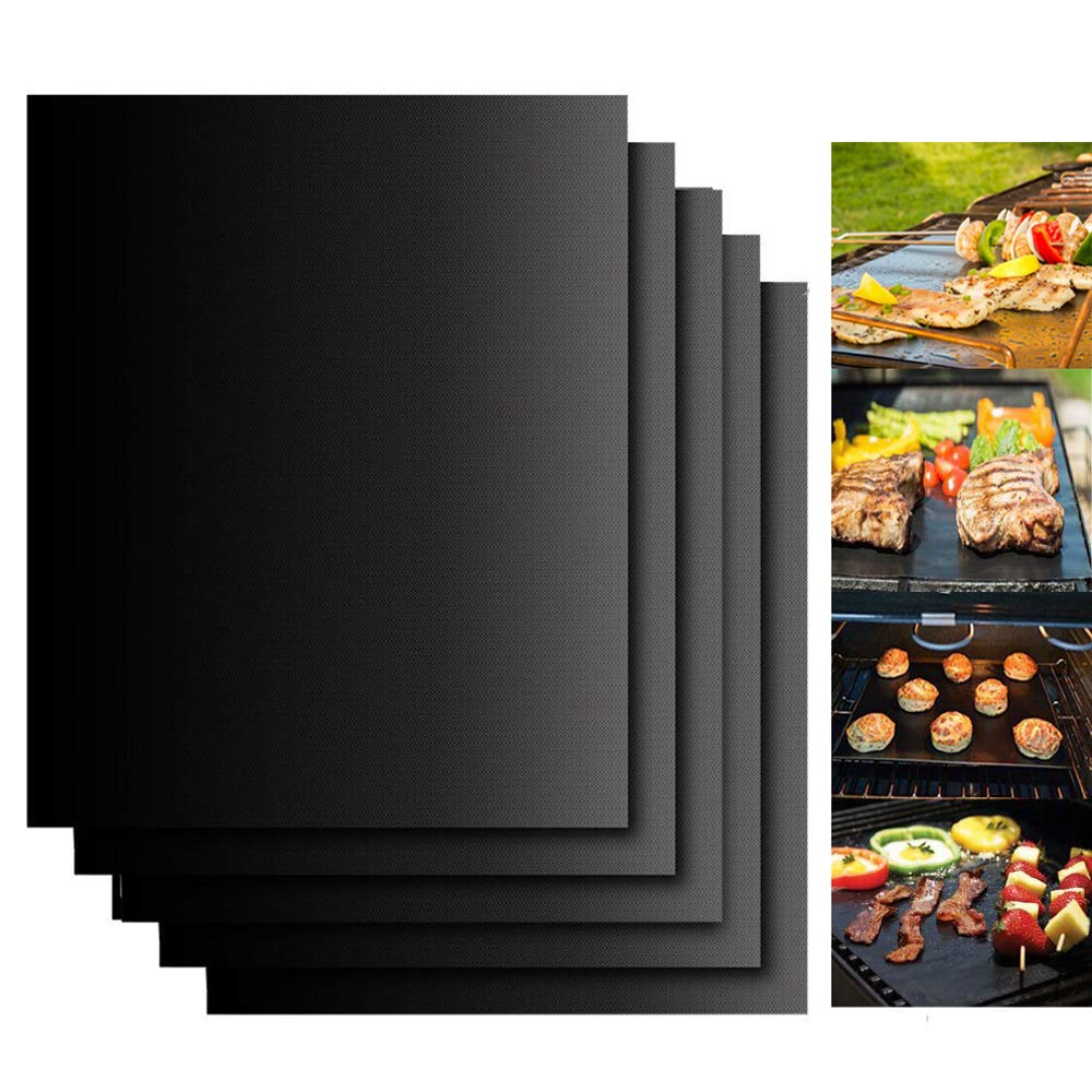 Non-Stick BBQ Grill Mats Set of 5 - 15.75 x 13 Inch Reusable Teflon Cooking Mats for Gas, Charcoal & Electric Grills | Perfect for Outdoor Barbecue, Backyard Cookouts & Camping Trips | Durable & Easy Clean Grill Accessories