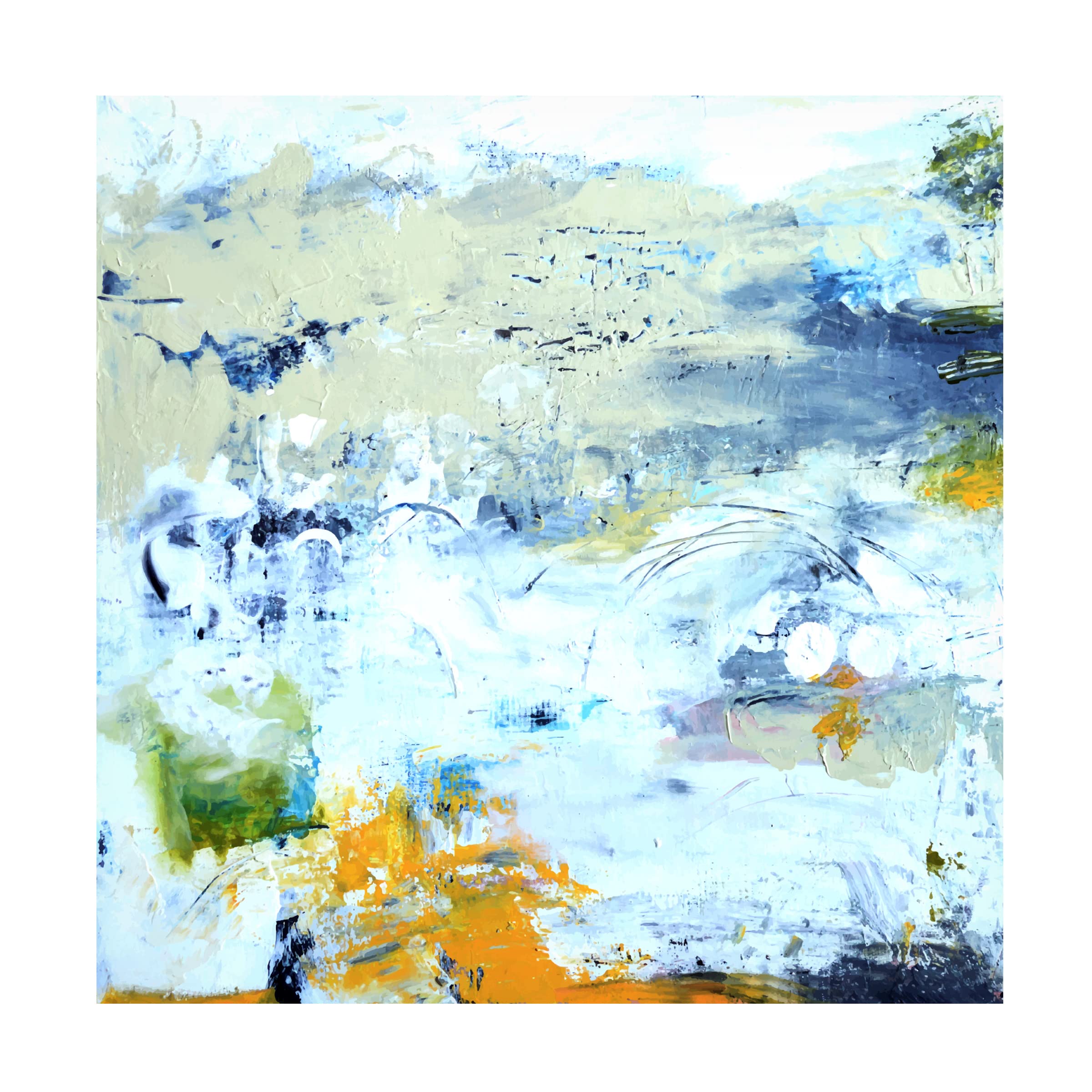 Karen Fields 'Abstract Beach' Canvas Wall Art - Modern Coastal Decor for Living Room, Bedroom & Office - Handmade Stretched Framed Print