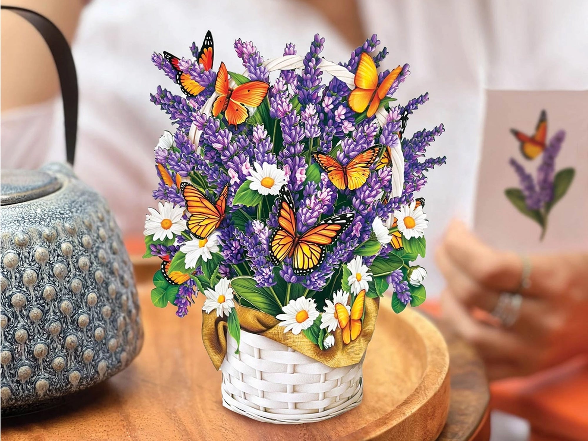 Lavender & Butterflies Pop Up Greeting Card Bouquet - Mini Floral 3D Greeting Card for Birthdays, Anniversaries, Thank You Gifts & Home Decor