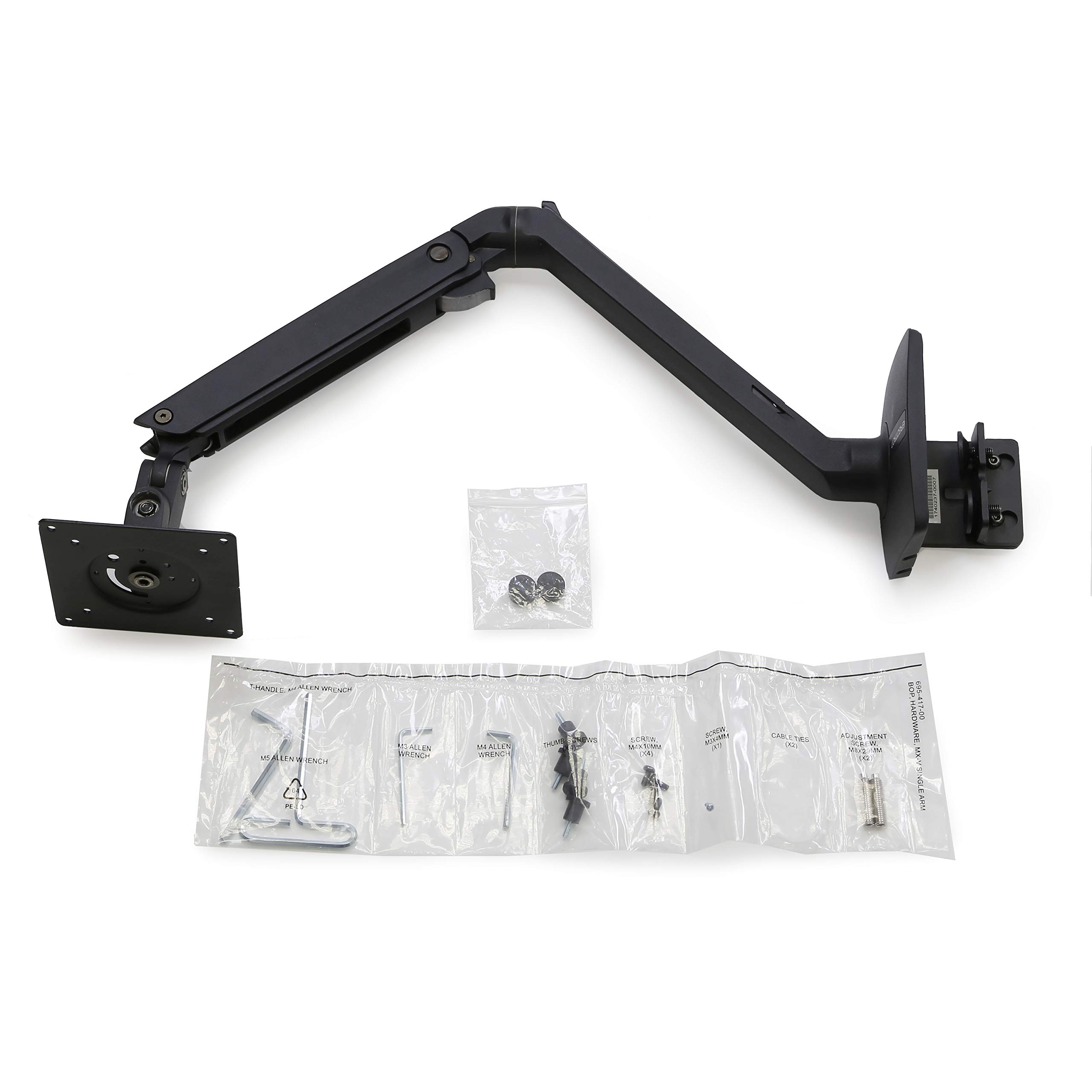 Ergotron MXV Single Monitor Arm - Adjustable VESA Desk Mount for 13-34 Inch Screens (7-20 lbs) - Matte Black - Perfect for Home Office, Gaming & Workspace Ergonomics
