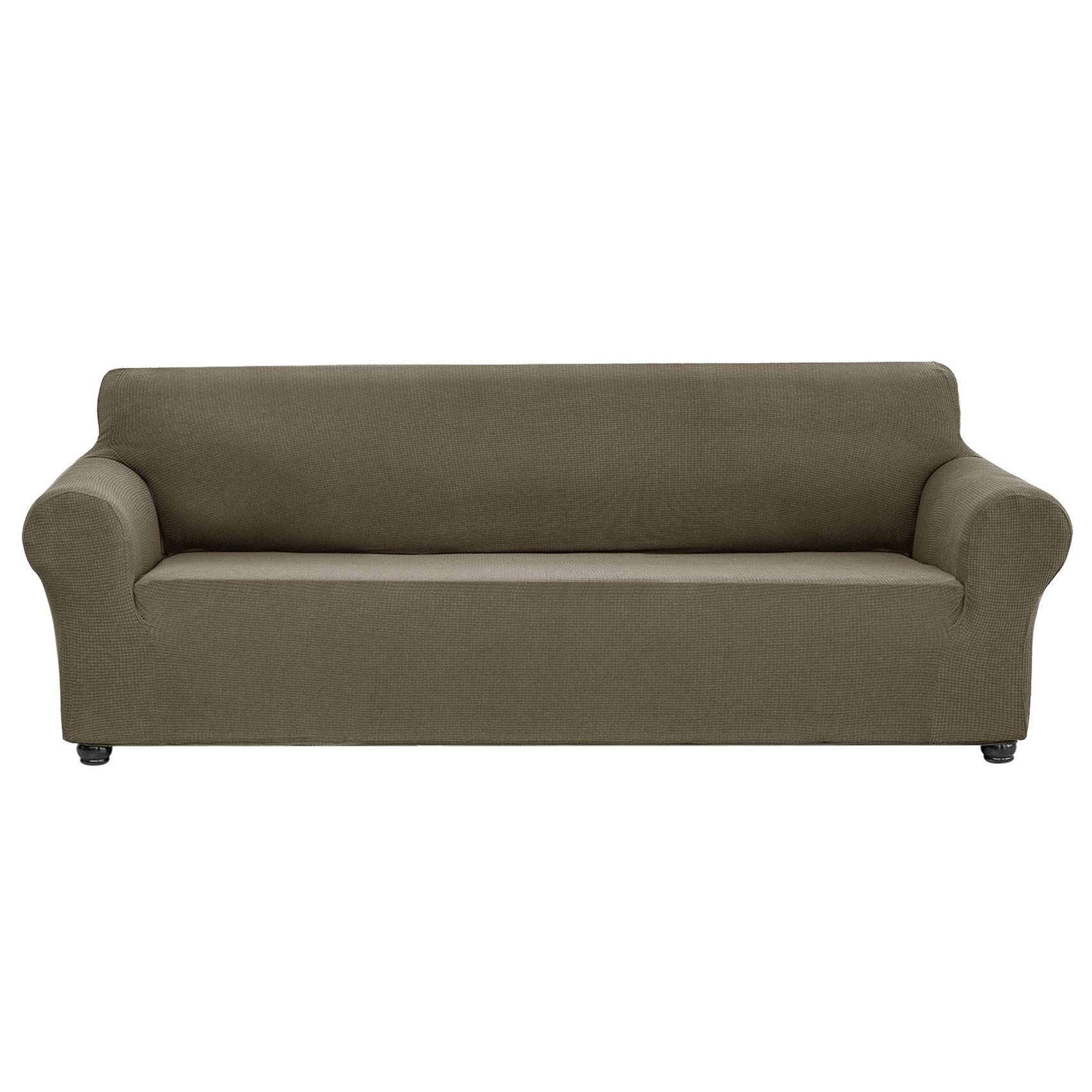 Joccun 4-Seater Stretch Couch Cover - Water Repellent Sofa Slipcover for 4-Cushion Couches, Spandex Jacquard Furniture Protector for Living Room, Kids & Pets (XXLarge, Fossil) - Perfect for Home Decor, Pet Protection & Family Gatherings