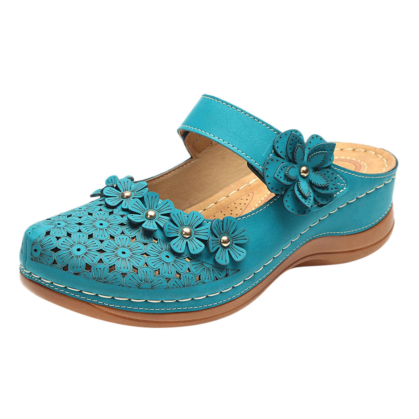 Women's Comfortable Hollow Out Round Toe Wedge Sandals - Breathable Summer Slippers with Low Heel for Ladies & Girls | Perfect for Beach, Vacation, and Casual Outings