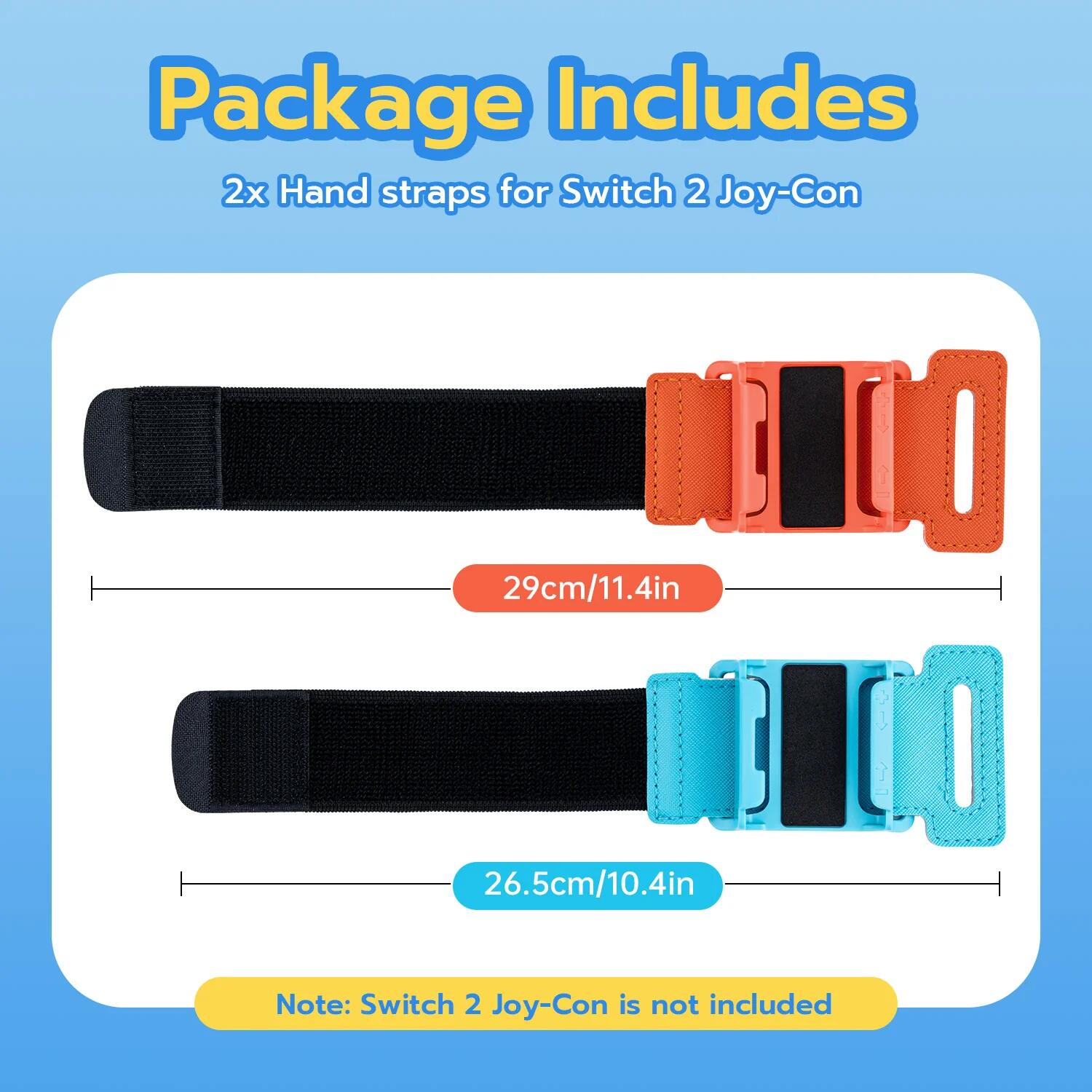 DOBE Adjustable Hand Straps for Nintendo Switch 2 Joy Con Controllers - Comfortable Grip for Gaming - Orange & Blue (TNS 3180) - Perfect for Long Play Sessions and Enhanced Game Control
