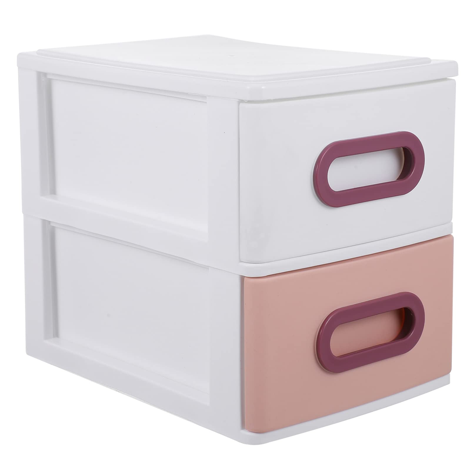 Veemoon 2-Drawer Plastic Desktop Organizer - Pink & White Makeup Storage Box, Office Supplies Caddy, Pen & Pencil Holder for Stationery, Jewelry, Hair Accessories | Perfect for Home Office, School Desk & Vanity Organizing