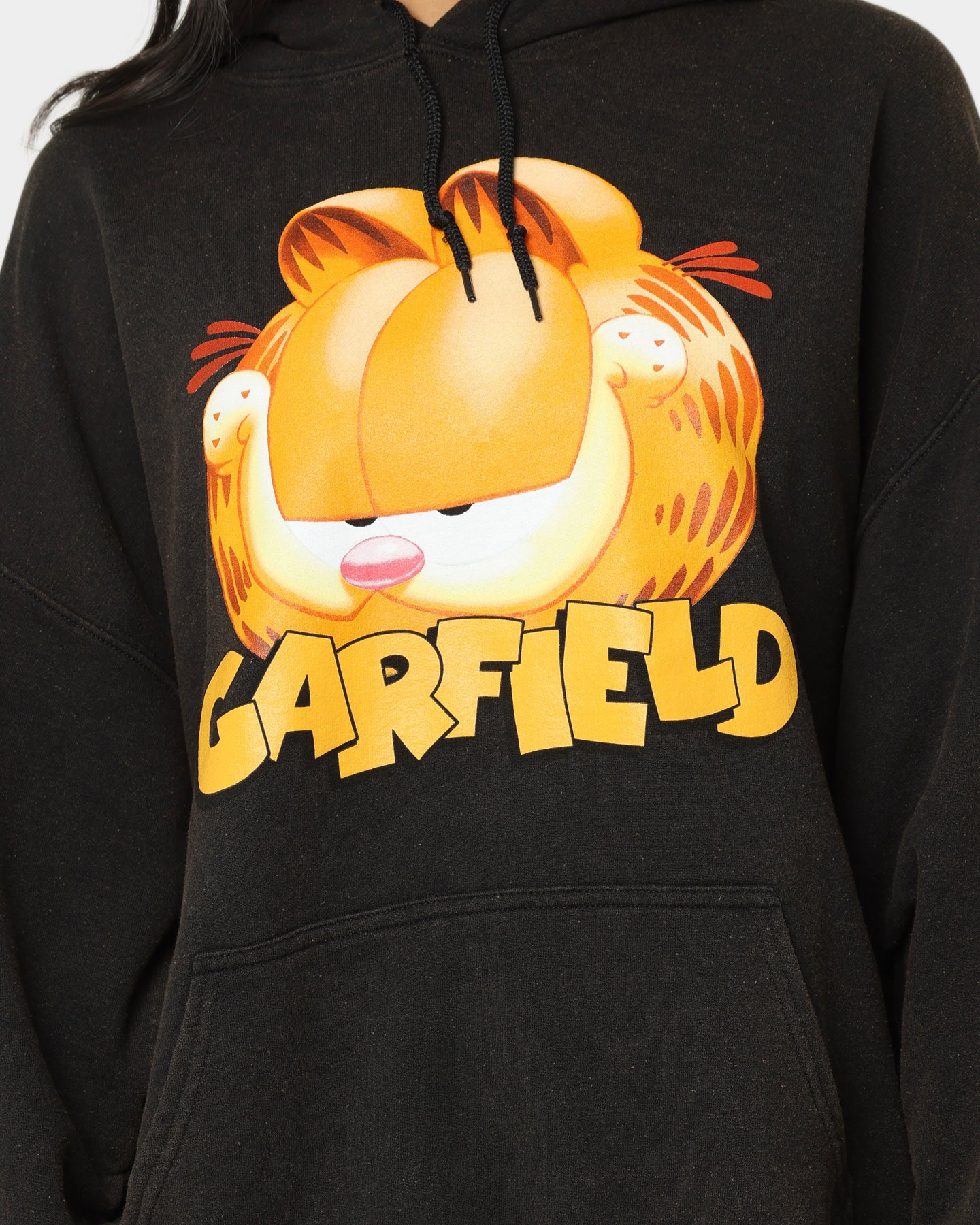 Vintage Garfield Hoodie - Black Wash | American Thrift | Retro Cartoon Sweatshirt for Men & Women | Perfect for Casual Wear, Cosplay & Gift Giving