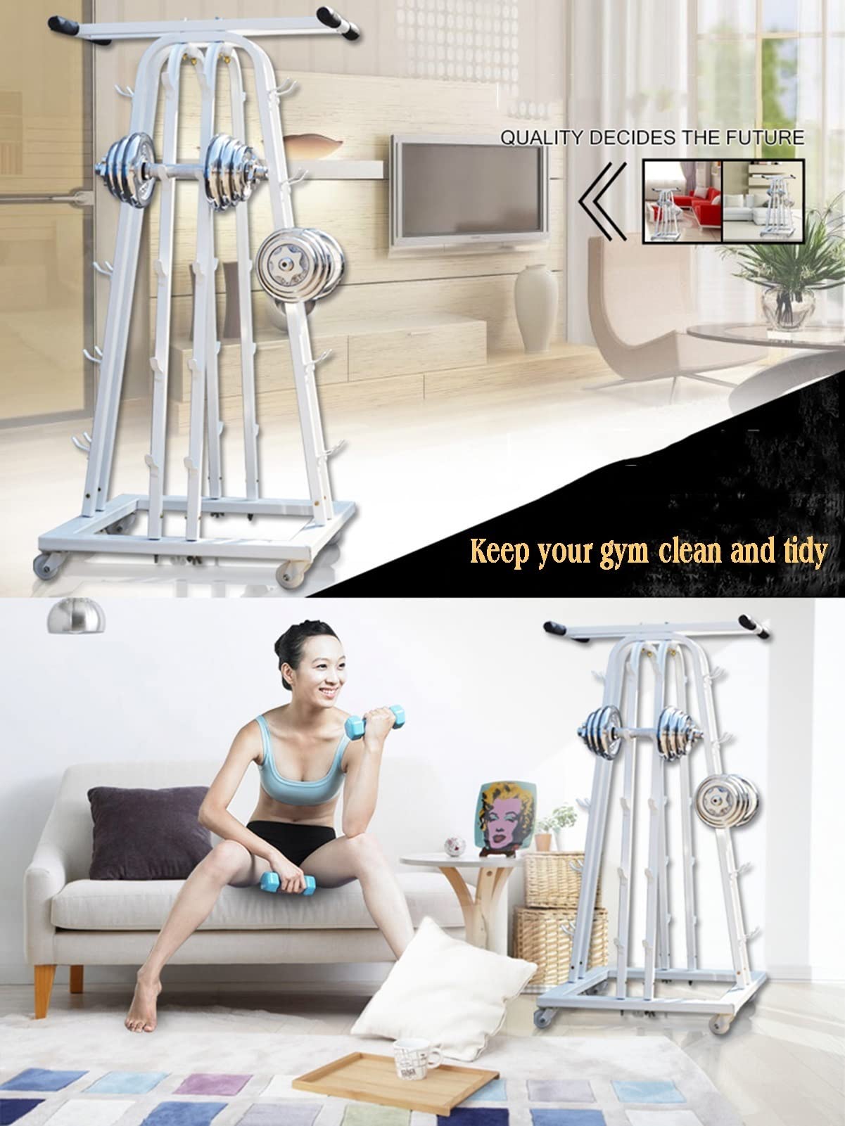 5-Tier Dumbbell Rack Stand for Home Gym - Heavy Duty Weight Storage Organizer for Dumbbells, Weight Plates & Curl Bars | Perfect for Garage, Basement & Home Workout Space