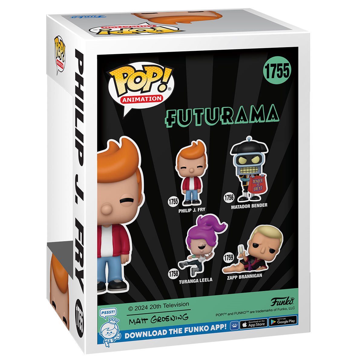 Futurama Philip J. Fry Funko Pop! Vinyl Figure #1755 - Collectible Animation Character Toy for Display, Gifts & Pop Culture Fans