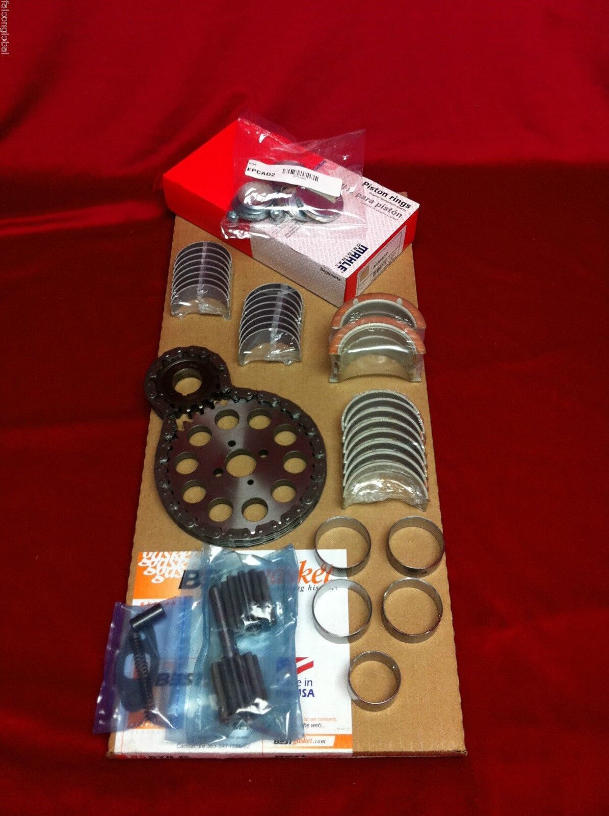 Cadillac 390 Engine Rebuild Kit with Moly Rings, Rod/Main/Cam Bearings, Timing Set & Gaskets - Compatible with 1959-1962 Models - Perfect for Classic Car Restoration & Performance Upgrades