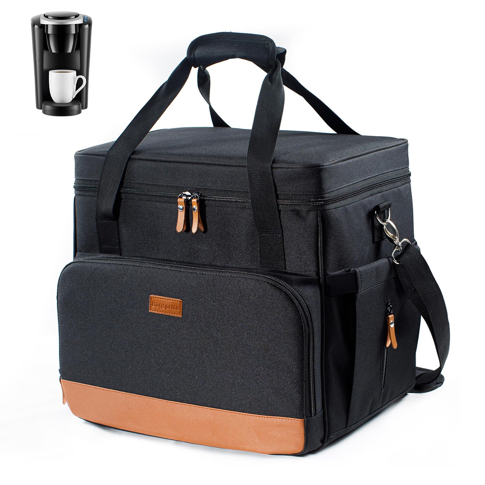 BAGSPRITE Keurig Classic Coffee Maker Travel Bag - Portable Single Serve Brewer Carrying Case with Storage Pockets for K-Cup Pods | Perfect for Camping, Office & Travel Accessories