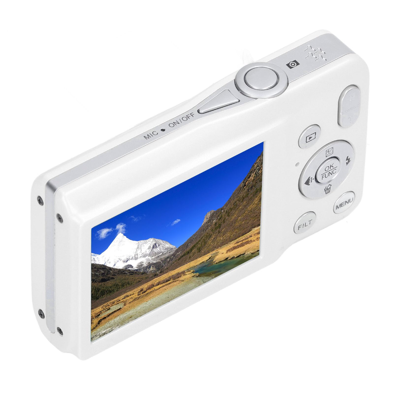 8K HD 68MP Digital Camera with 2.7in Screen & 16X Zoom - Compact Vlogging Camera with Beauty Filter & Instant Printing for Students, Teens, Adults - Perfect for Travel, YouTube Videos & Family Moments (White)