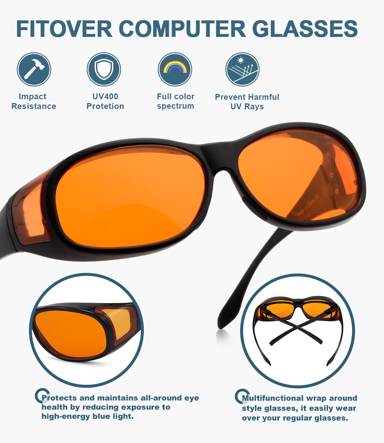 BLUELESS Blue Light Blocking Glasses for Computer & Sleep - Orange Tinted Anti Eyestrain Glasses for Men & Women - Perfect for Office Work, Gaming & Nighttime Use