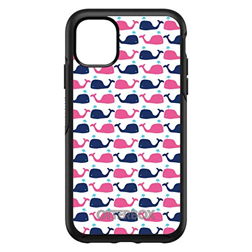 Pink Navy Cartoon Whales On Black Case