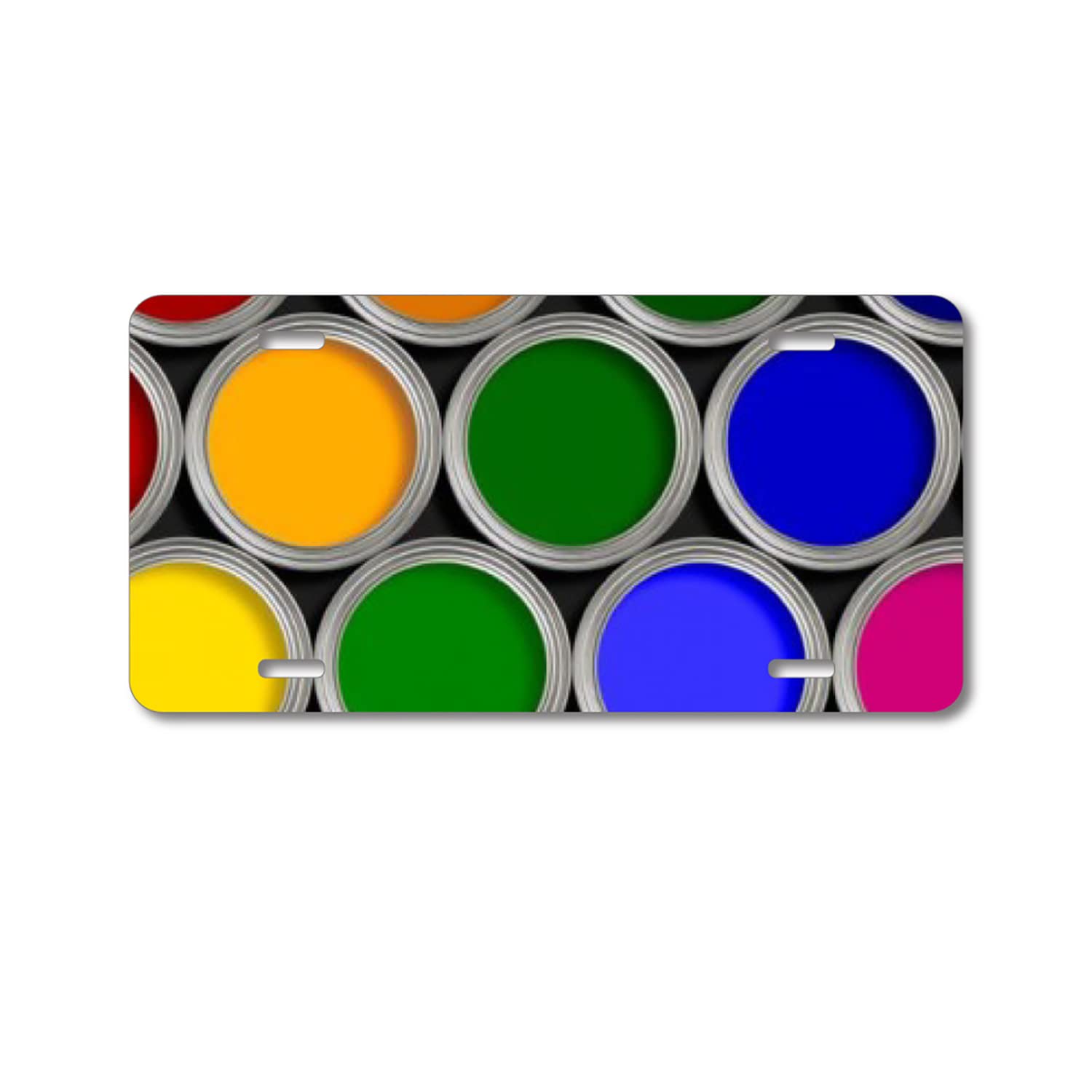 Custom Aluminum Vanity License Plate for Cars - Rainbow Paint Cans Design | Personalized Front Car Plate | Unique Auto Accessory for Car Enthusiasts & Gift Ideas
