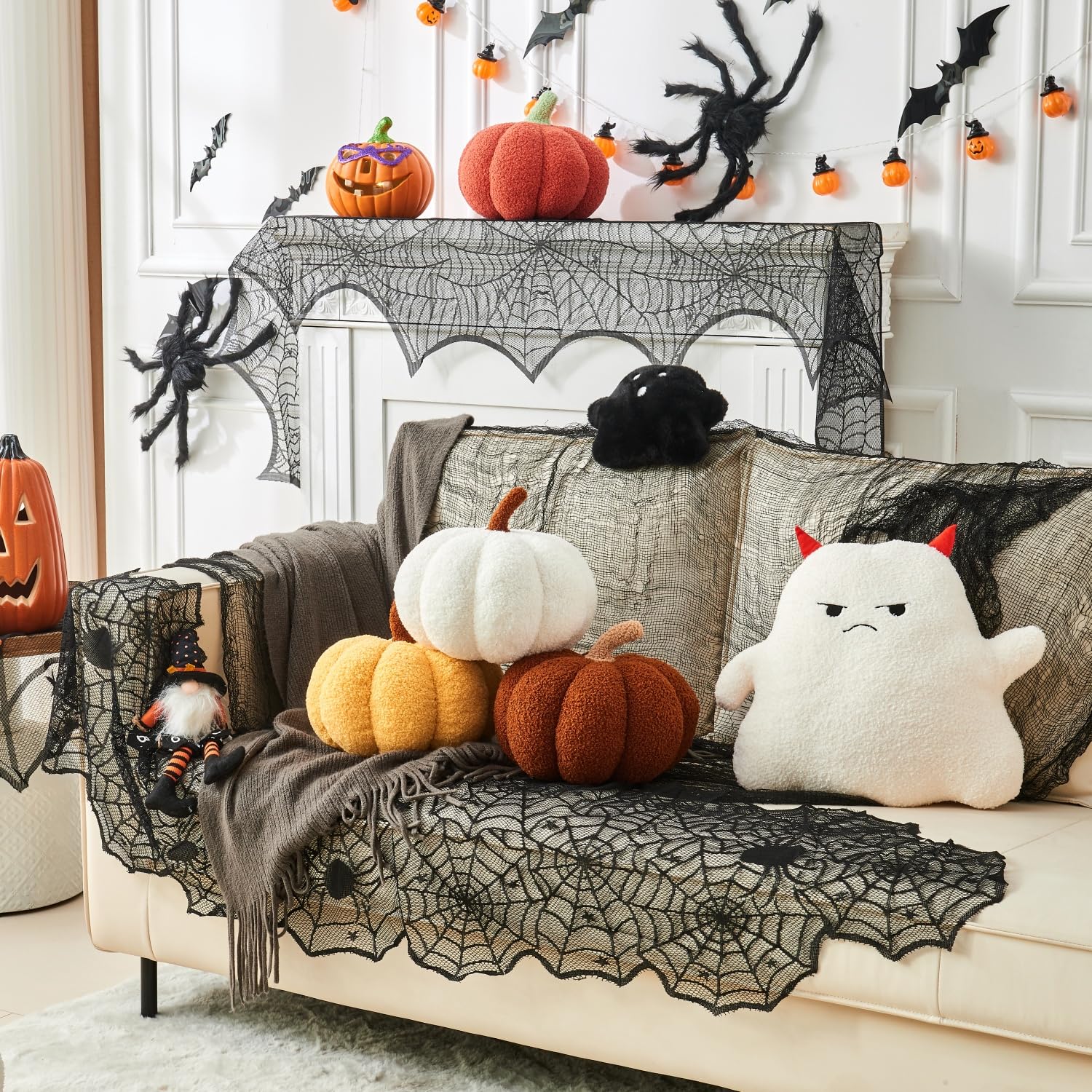 2 Pack Pumpkin Shaped Throw Pillows - 11.8 x 6 Inch Fall Thanksgiving Decorative Cushions for Sofa, Couch, Bedroom - Halloween & Autumn Home Decor (Perfect for Seasonal Home Styling and Cozy Living Room Accents)
