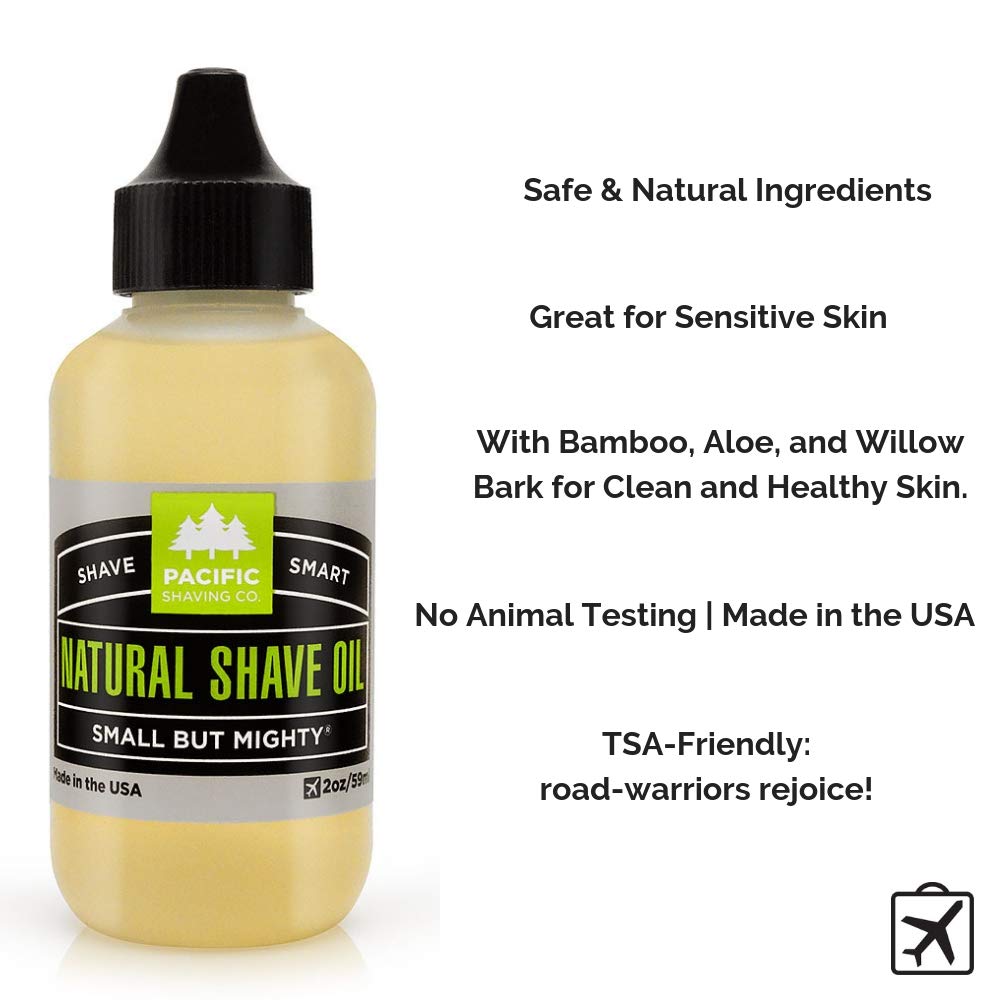 Pacific Shaving Company Natural Shaving Oil for Men & Women - 2 oz Bottle (6 Pack) | Smooth Shave Solution for Sensitive Skin | Travel & Daily Grooming Essential