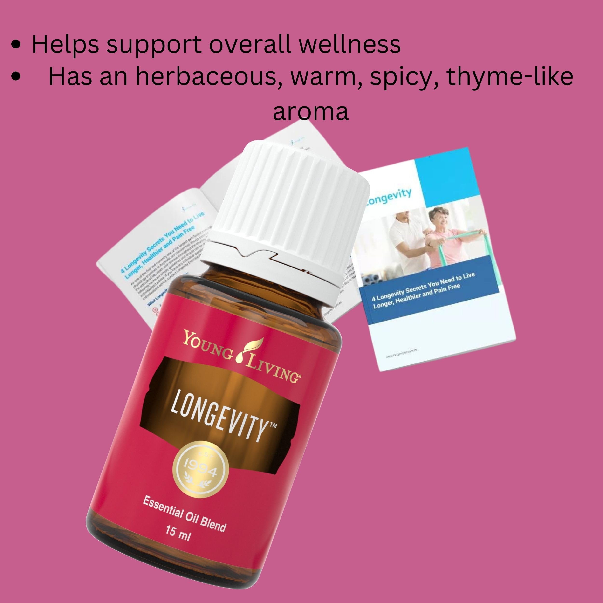Young Living Longevity Essential Oil 15ml - Immune System Support & Wellness Boost - Invigorating Clean Aroma for Diffusers - Perfect for Aromatherapy, Stress Relief & Home Fragrance