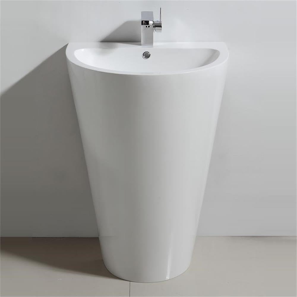 Fresca Bath FVN5023WH Parma White Pedestal Vanity Sink with Built-in Medicine Cabinet - Perfect for Small Bathrooms & Powder Rooms
