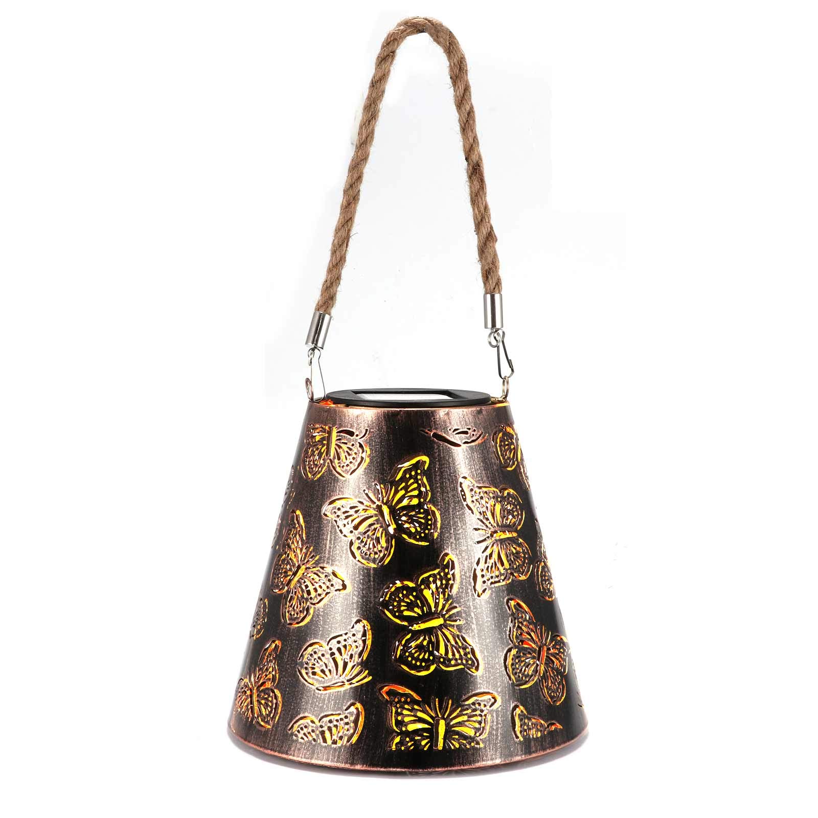 Solar Powered Wrought Iron Butterfly Projection Lantern - Portable Outdoor LED Decorative Light for Garden, Patio, Fence & Yard | Perfect for Parties, Weddings & Nighttime Ambiance