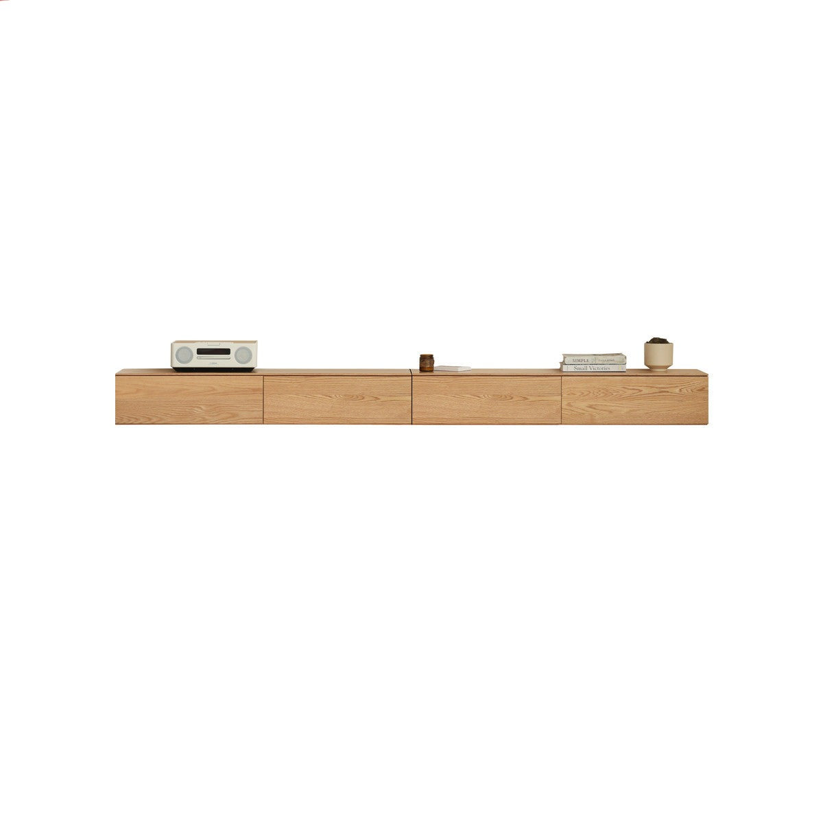 Solid Oak & Black Walnut Wood Floating TV Stand - Modern Wall Mounted Entertainment Center for Living Room, Bedroom & Home Theater