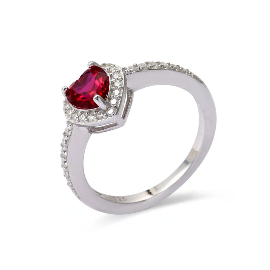 Lab Grown Ruby Halo Heart Ring - 14K Gold Plated Engagement Promise Ring for Women | Perfect for Valentine's Day, Anniversary & Romantic Gifts