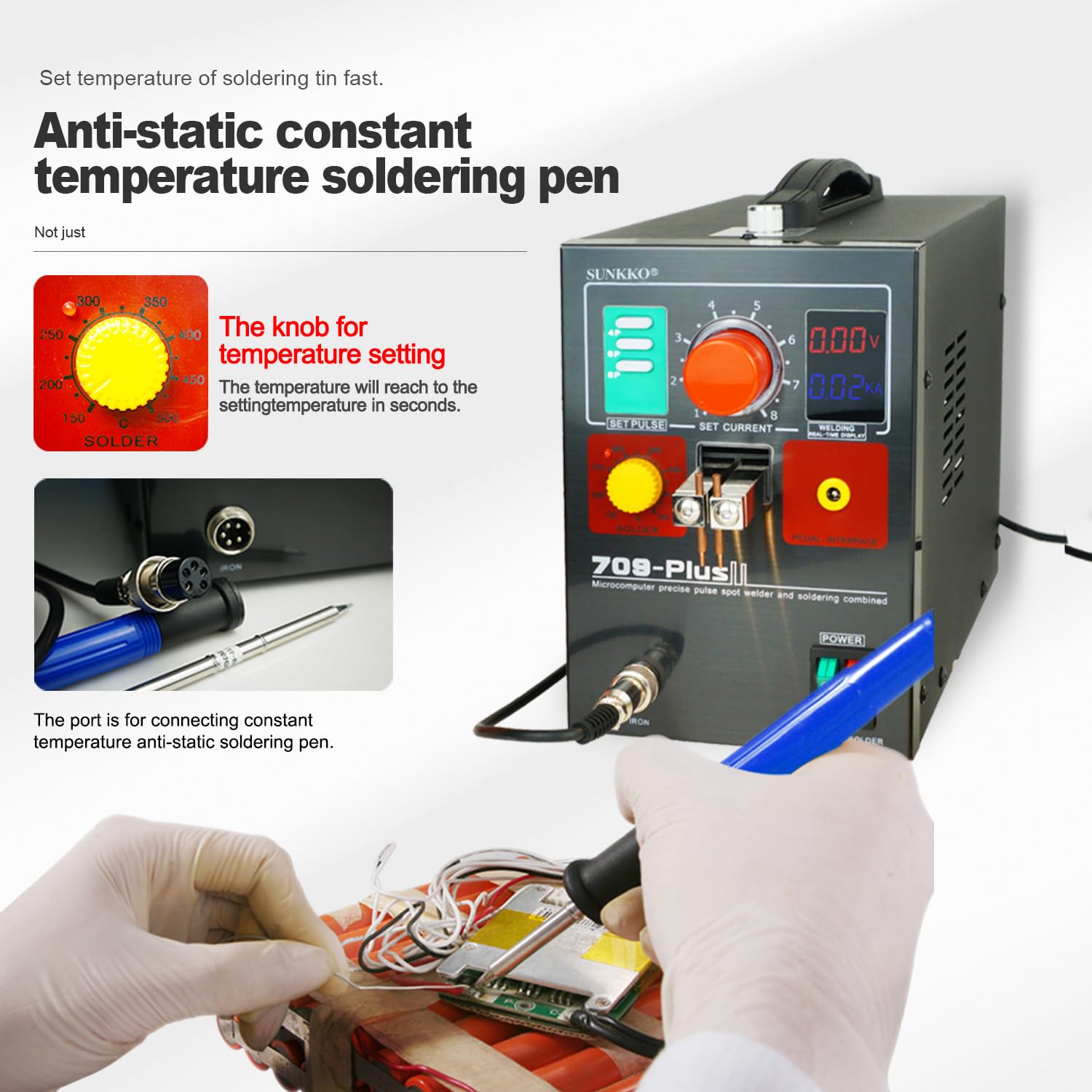 709Plus Portable Battery Spot Welder - High Power Pulse Welding Machine for 18650 & 14500 Lithium Batteries | DIY Battery Pack Building Tool for Home & Professional Use