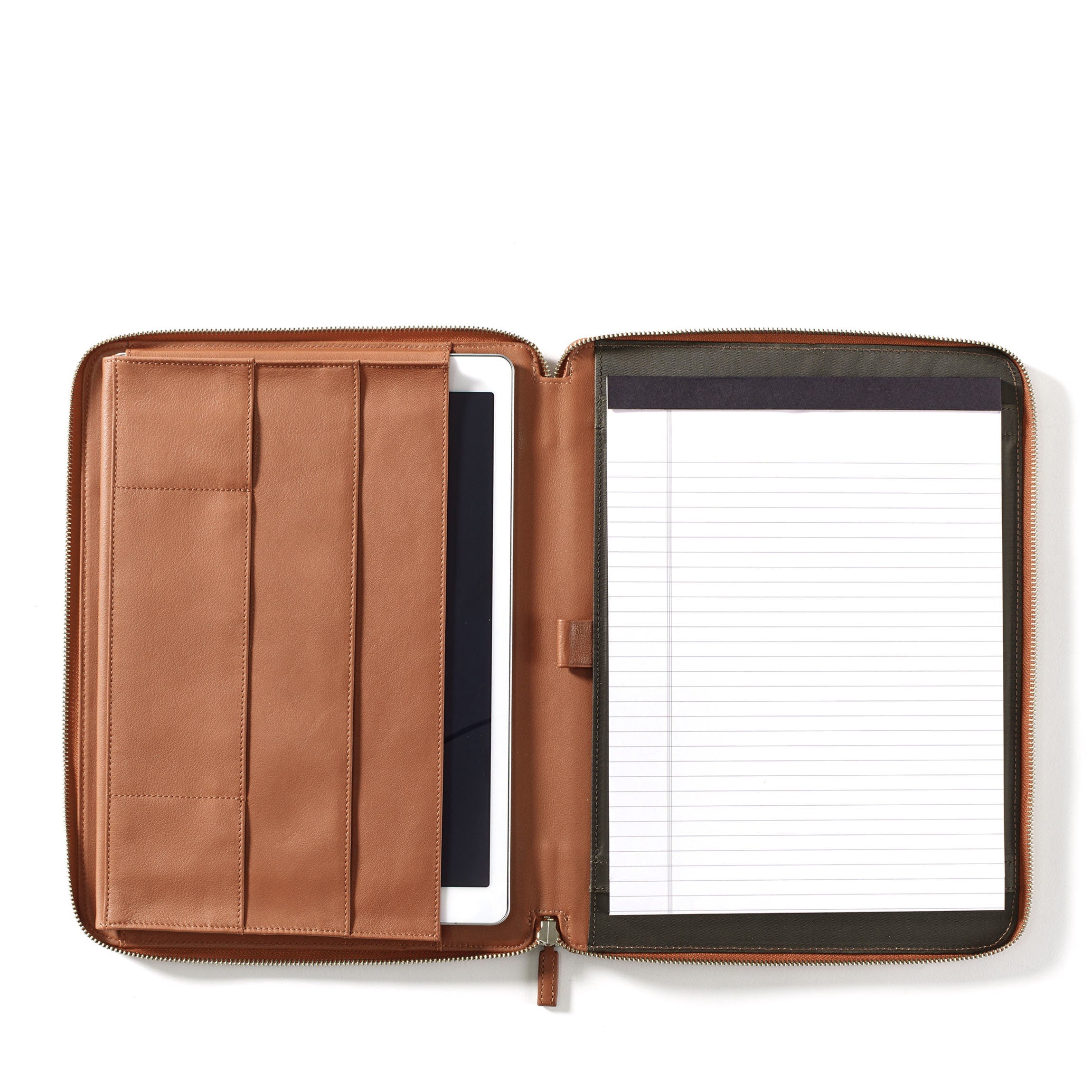 Premium Genuine Leather iPad Portfolio Case in Cognac - Stylish Protection for iPad Pro/Air/Mini - Perfect for Work, Travel & Business Meetings