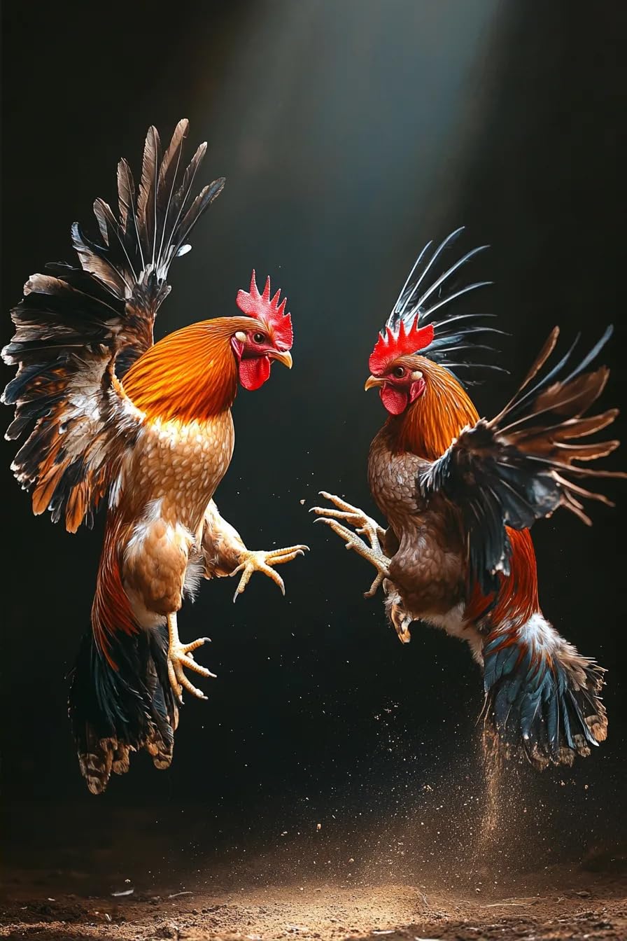 Vintage Metal Tin Sign - Two Roosters Fighting Chicken Art Wall Plaque for Home, Cafe & Bar Decor | 12x18 Inch Retro Chicken Coop Mural | Perfect for Pub, Beer Room & Farmhouse Style Decorating