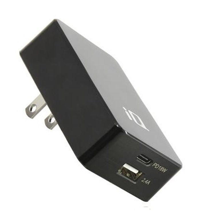 Fast Charging iQ 20W PD & 2.4A USB-A Wall Charger Block - Black | Compact Power Adapter for iPhone, Samsung, iPad & More - Perfect for Travel, Home & Office Use
