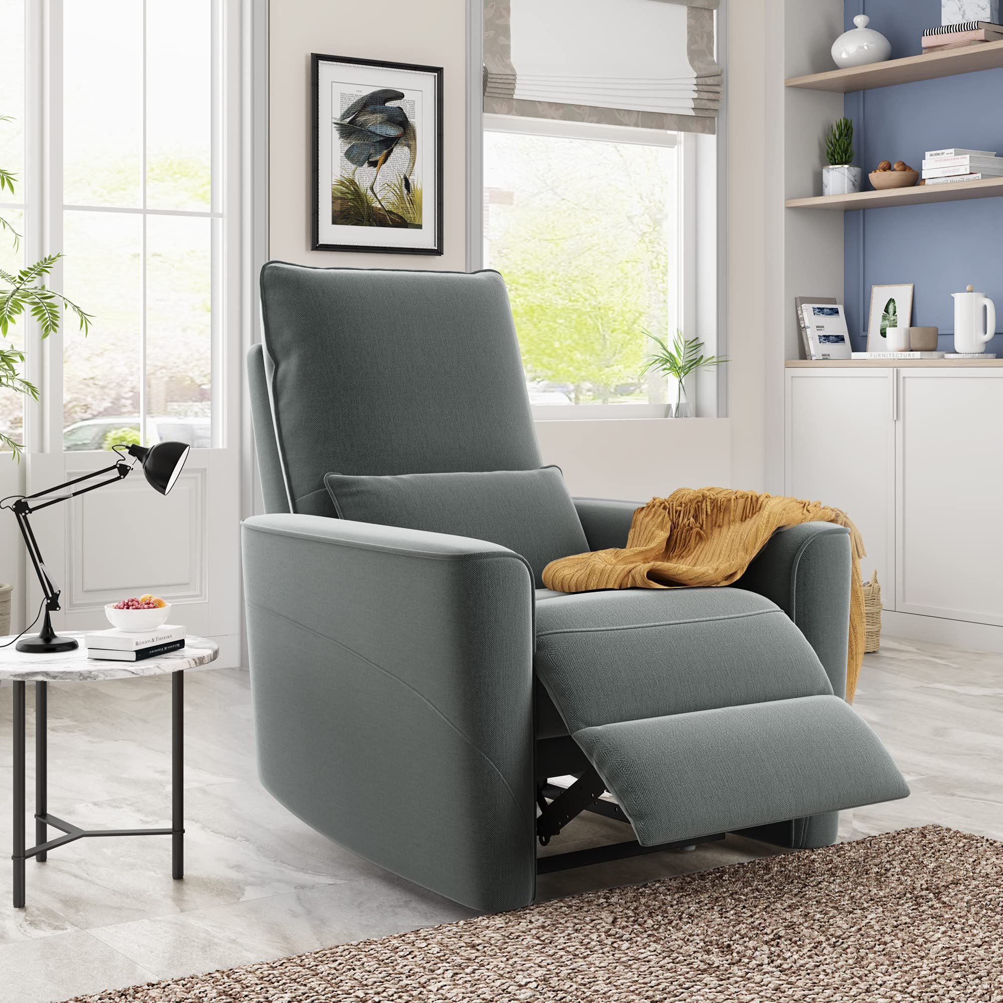 Comfortable Single Recliner Chair with Padded Seat - Soft Microfiber Manual Reclining Sofa for Living Room, Bedroom & Home Theater - Perfect for Relaxing, Reading & Watching TV