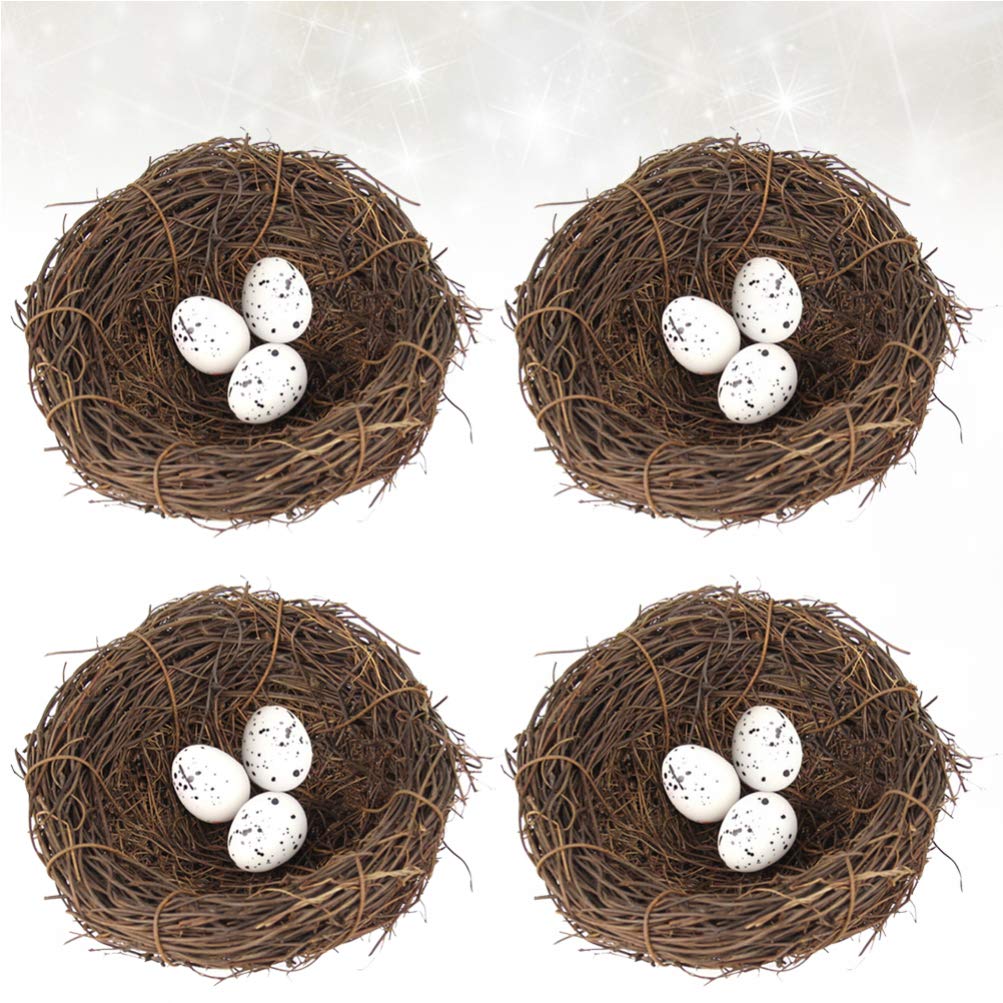 24pcs Artificial Easter Bird Nests with Eggs - Realistic Simulation Bird Nest Decorations for Easter Home Decor, Spring Centerpiece, and Party Table Settings