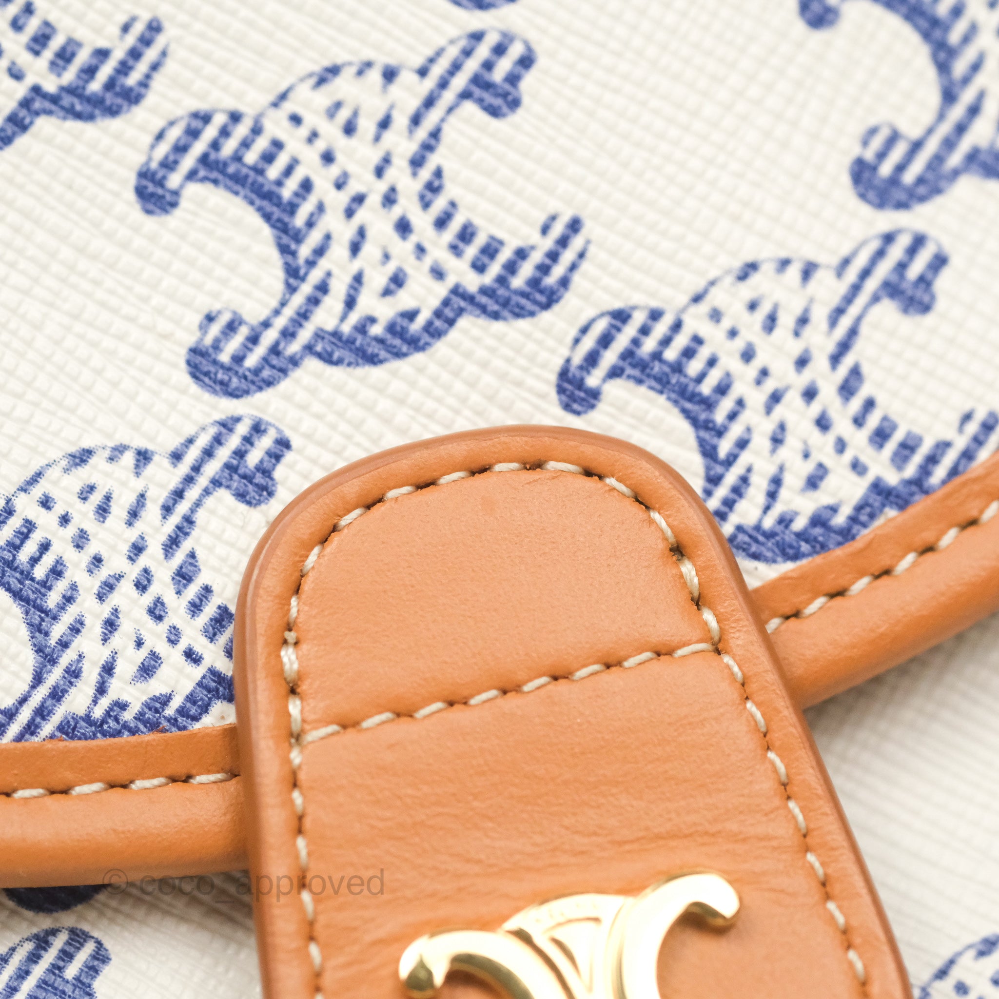 Celine Mini Besace Triomphe Embroidery Calfskin Crossbody Bag in White & Blue - Perfect for Everyday Use, Date Nights & Travel Accessories