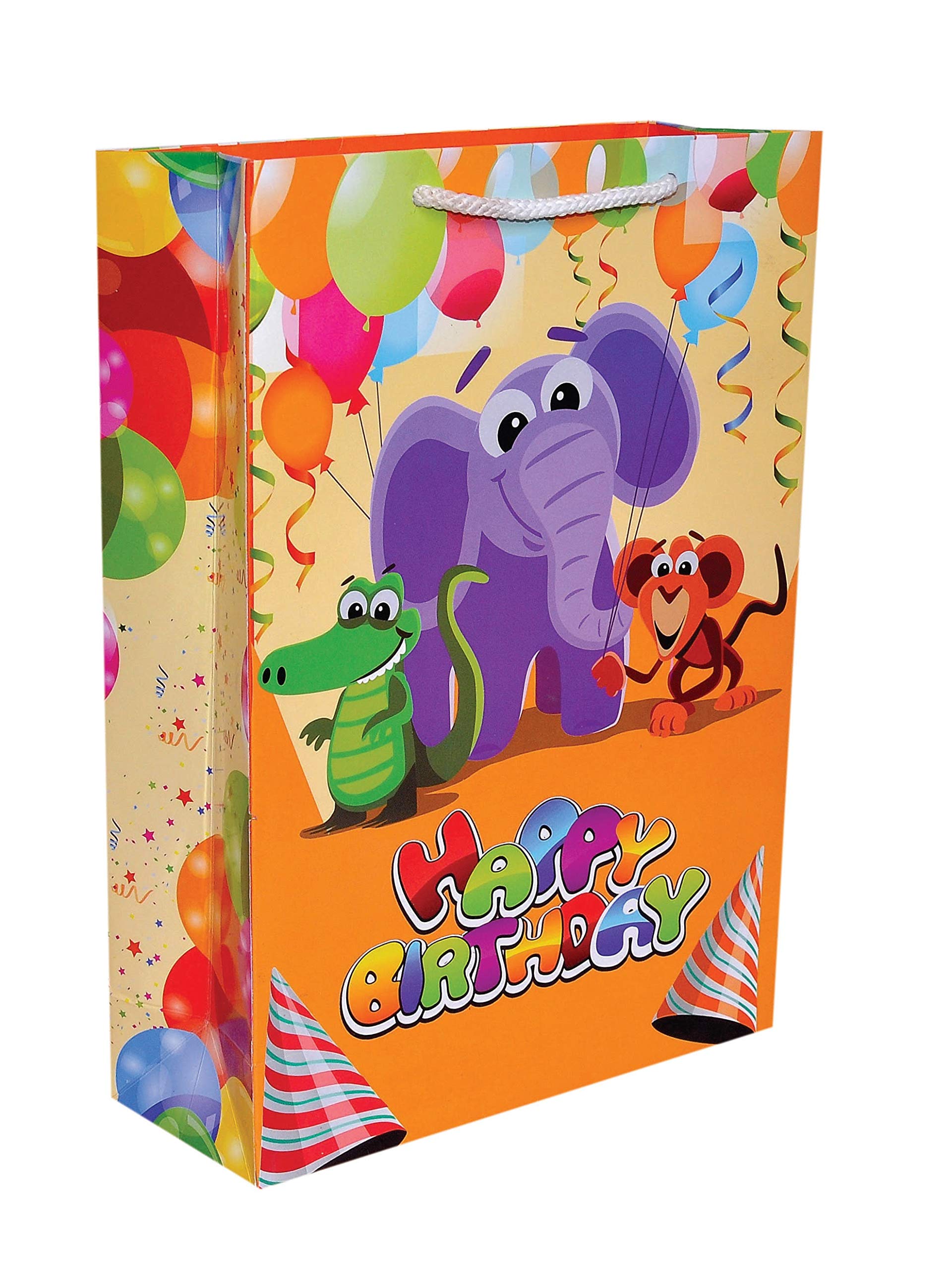 Eco-Friendly Elephant Theme Paper Gift Bags for Birthdays & Parties - Pack of 30 Multicolor Arrow Paper Bags | Perfect for Party Favors, Baby Showers & Wedding Decorations