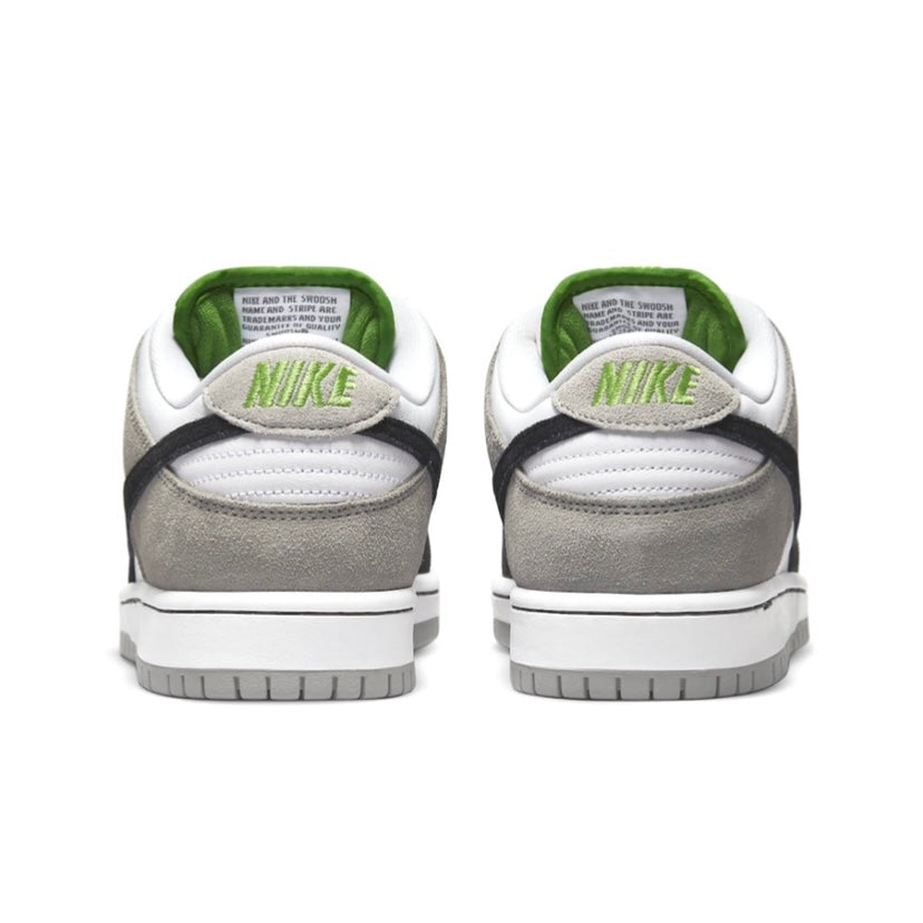 Nike SB Dunk Low Pro Sneakers - Grey/White/Black Chlorophyll Colorway | Skateboarding, Streetwear & Casual Wear