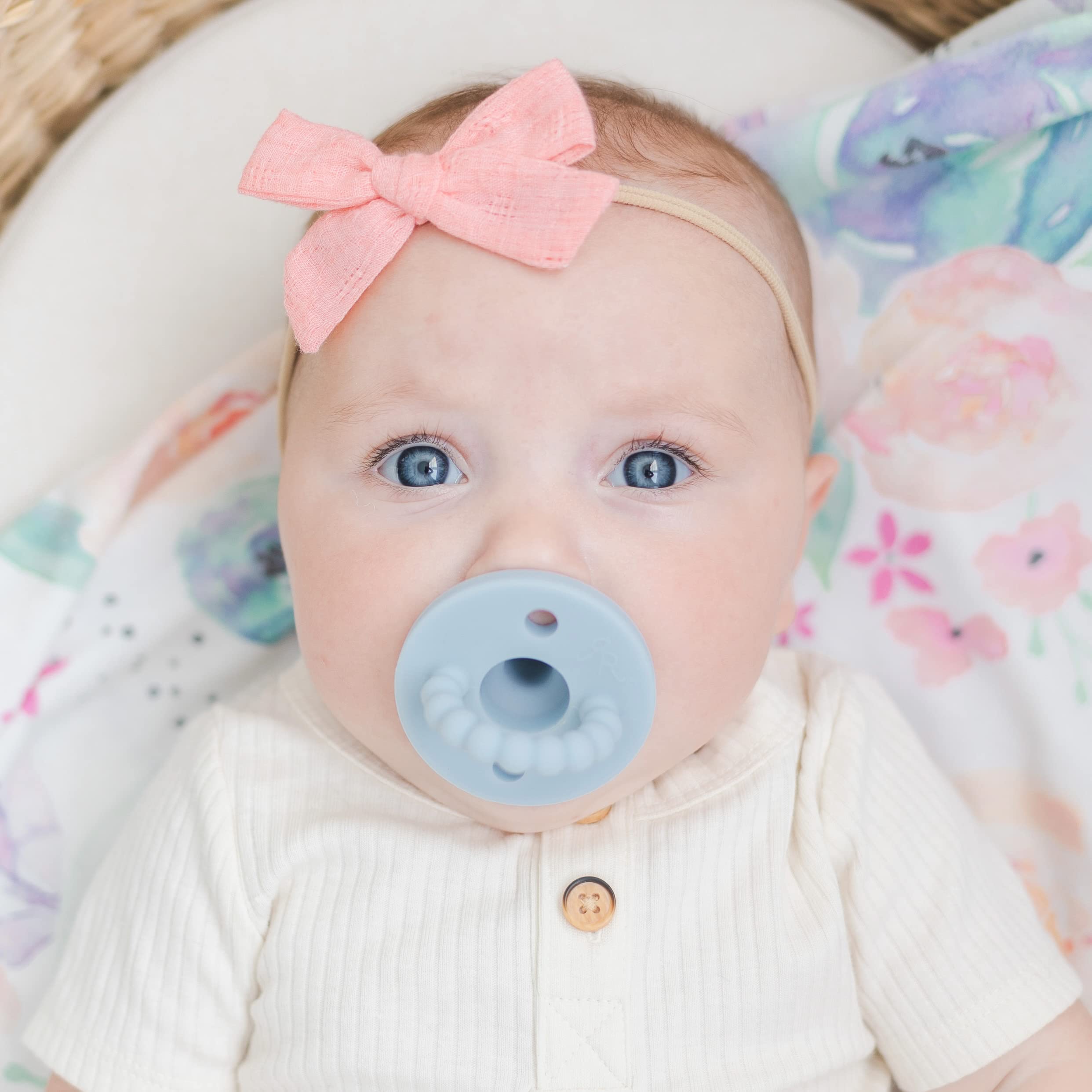Ryan & Rose Cutie PAT Pacifier Teether - Stage 2 Baby Pacifier, BPA-Free, Soothing Teething Relief (Blue) - Perfect for Infants 6-18 Months, Daycare & Travel Essentials