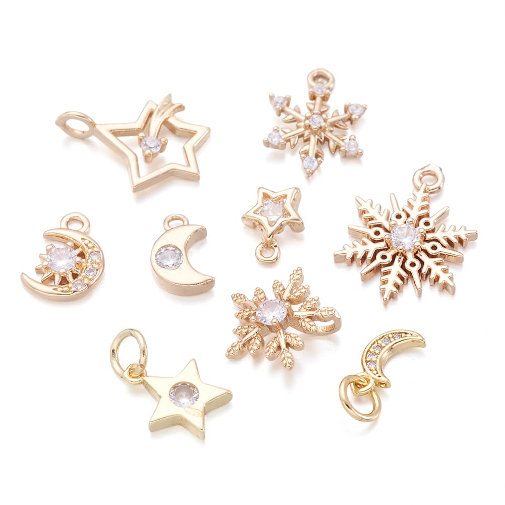 Pandahall Micro Pave Clear Cubic Zirconia Brass Gold Plated Charms - Jewelry Making Supplies for Bracelets, Earrings & Necklaces - DIY Craft Accessories for Women (Perfect for Gift Giving, Party Favors & Handmade Jewelry Designs)