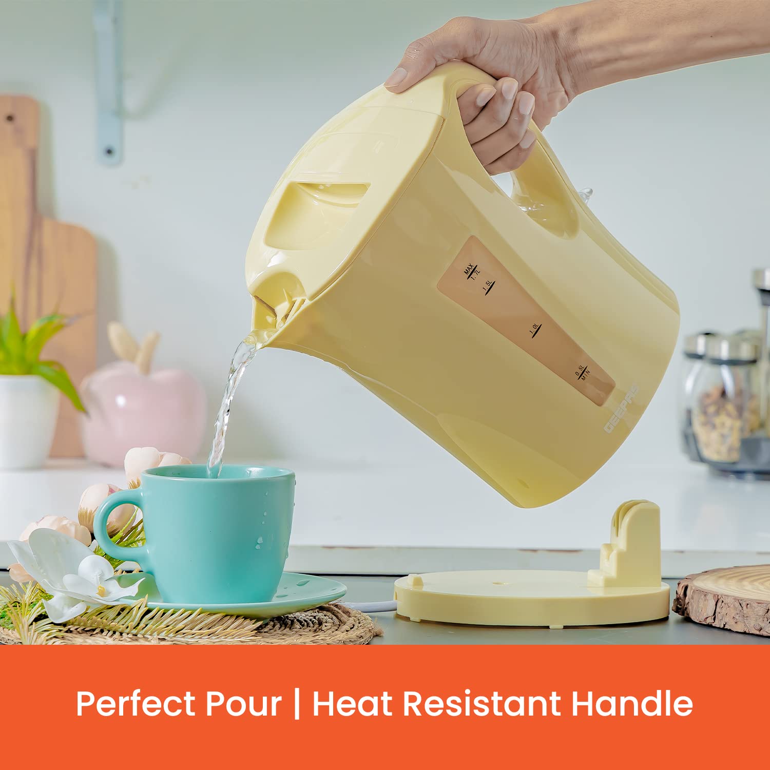 GEEPAS CO38029BT36549-BG 2200W Cordless Electric Kettle & 4-Slice Toaster Set - Fast Boiling & Even Toasting for Coffee, Tea & Breakfast - Perfect for Home, Office & Dorm Use