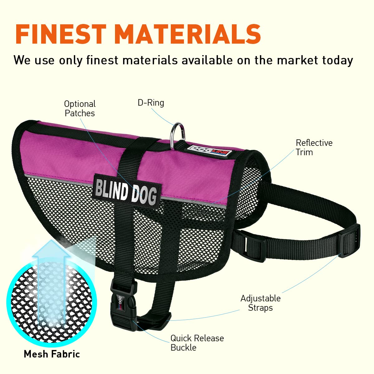 Dogline MaxAire Mesh Vest for Dogs - Breathable Cooling Dog Vest with 2 Removable Blind Patches, Adjustable 30