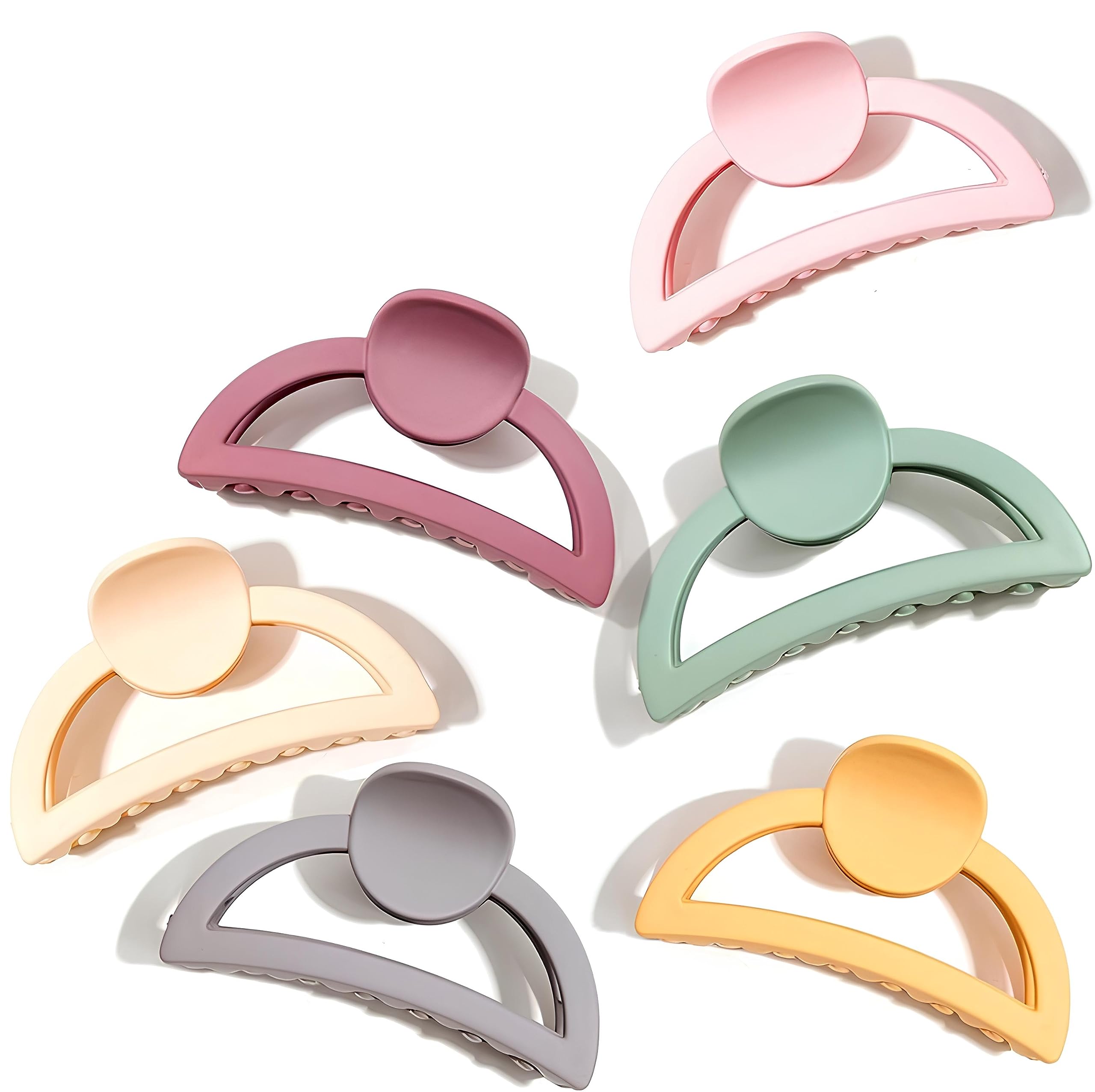 SUKAINA TRENDS Colorful Hair Claw Clips for Women & Girls - 6 Pack Medium-Sized Hair Clips for Thick, Thin & Fine Long Hair - Stylish Hair Accessories for School, Work, Parties & Everyday Use