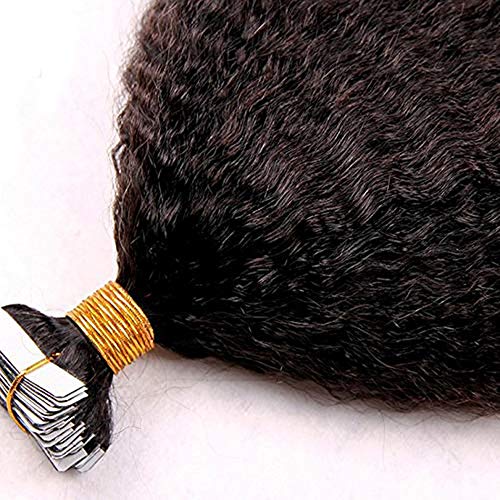 30 Inch Long Kinky Straight Tape in Hair Extensions 40pcs - Brazilian Coarse Yaki Skin Wefts Bulk for Women (18 Inch 40pcs, Color 4 Dark Brown) | Perfect for Styling, Volume Boost & Everyday Wear
