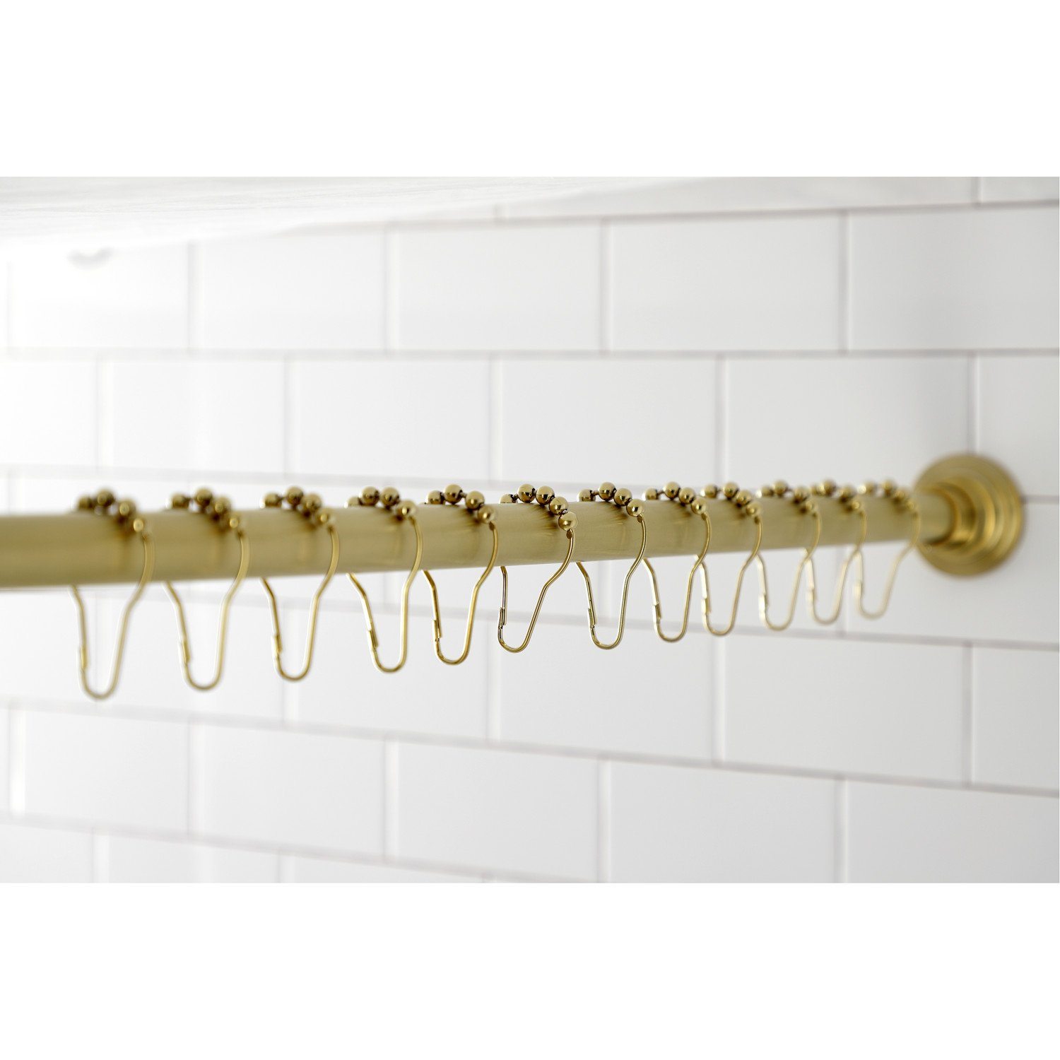 Edenscape 60 to 72 Inch Adjustable Shower Curtain Rod with Rings - Heavy Duty Stainless Steel Bathroom Tension Rod for Bathtub, Shower Stall - Perfect for Small Spaces & Home Decor