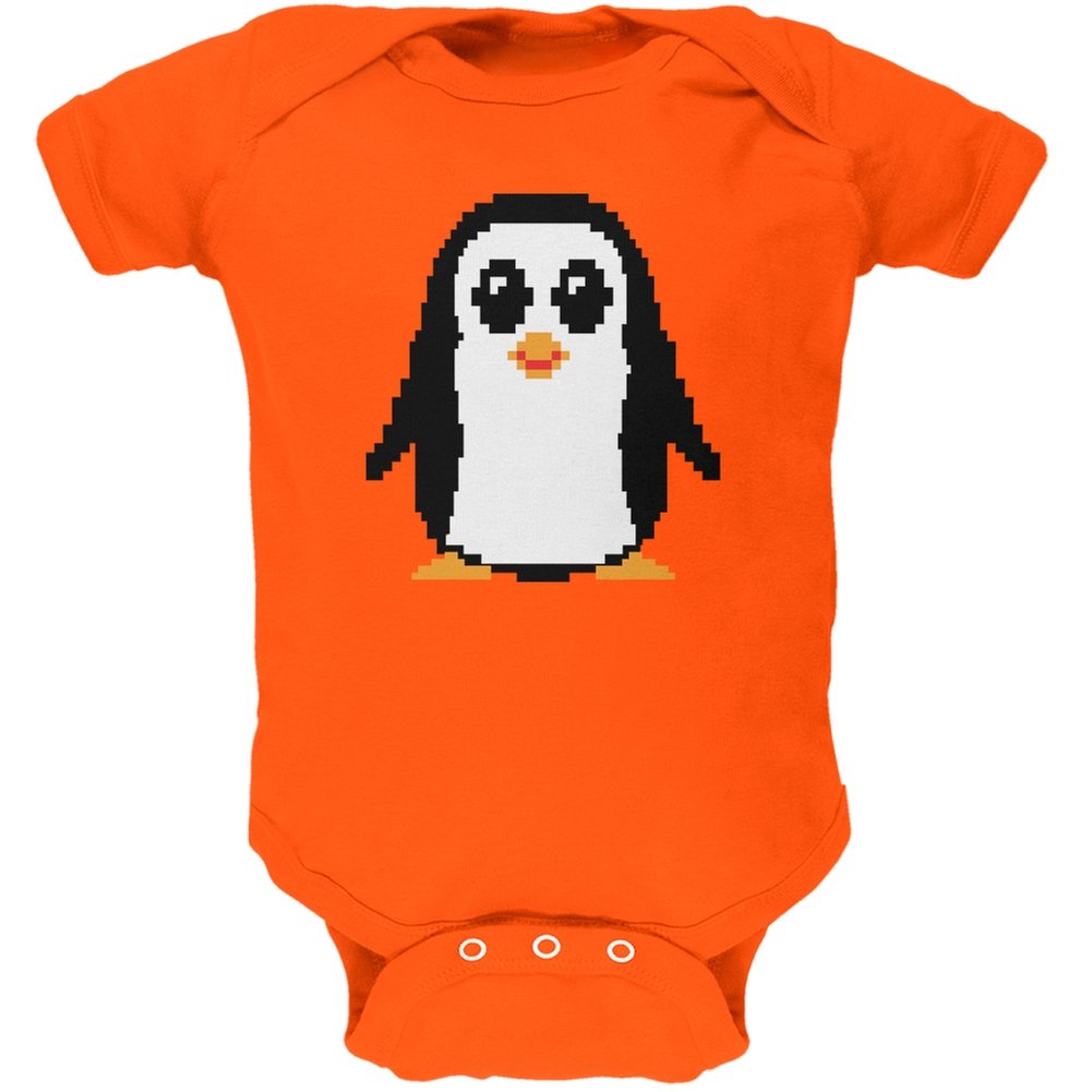 8 Bit Penguin Orange Soft Baby Onesie - Cute Cartoon Animal Bodysuit for Newborns & Infants - Perfect for Playtime, Photos & Gifts