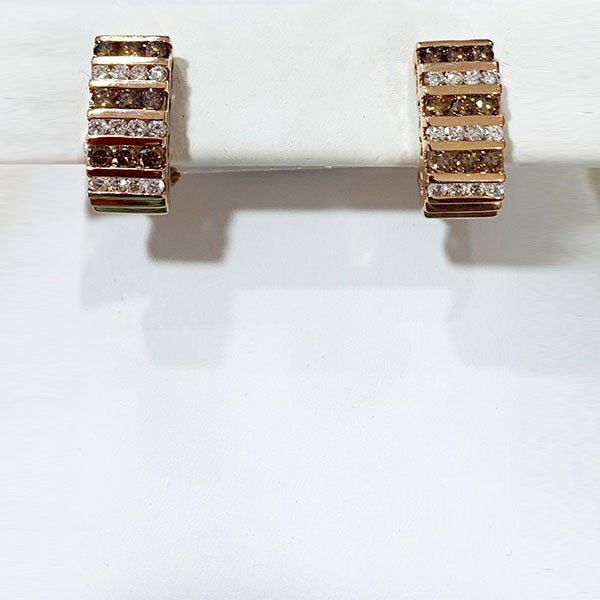 14K Rose Gold Brown Diamond Stud Earrings for Women - Elegant & Hypoallergenic Jewelry Gift for Anniversary, Wedding, or Special Occasions