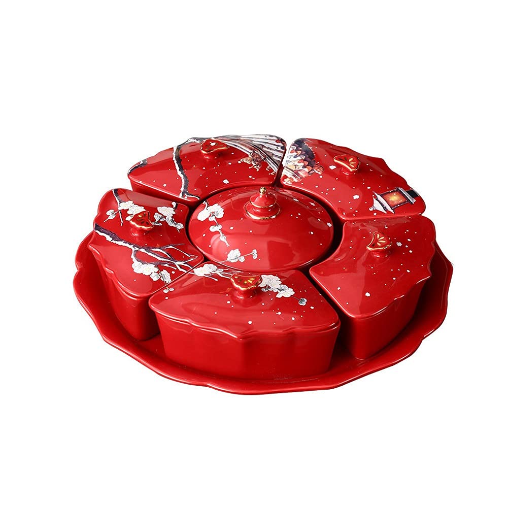 Premium Chinese New Year Snack Set - Traditional Dried Fruit Platter with Candy Box for Festive Decor, Wedding & Living Room Coffee Table Display | MISS Z Elegant Chinese Style Serving Plate