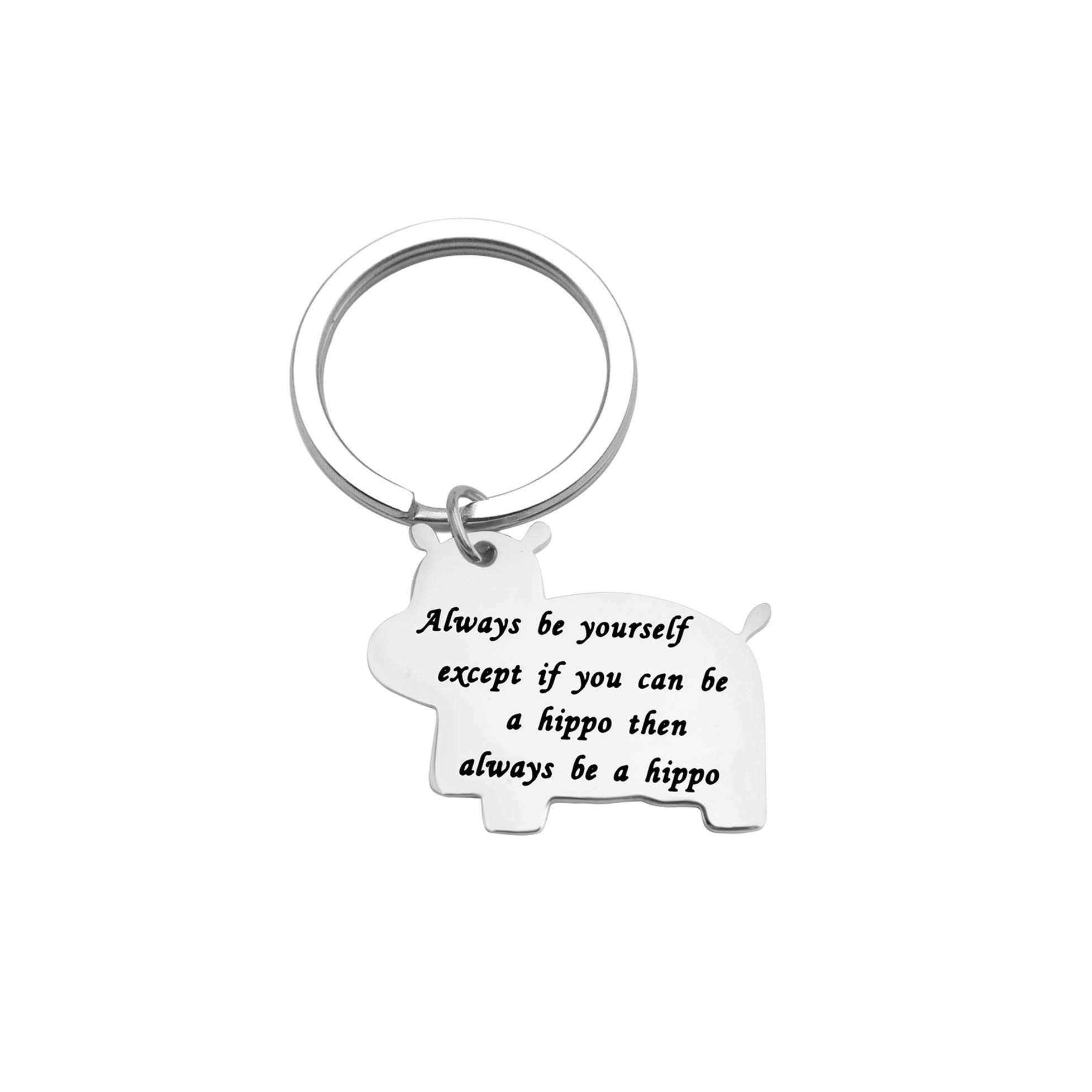 Unique Hippo Keychain - Inspirational Gift for Son, Encouragement Jewelry with 'Always Be Yourself' Message - Perfect for Graduation, Birthday & Daily Motivation